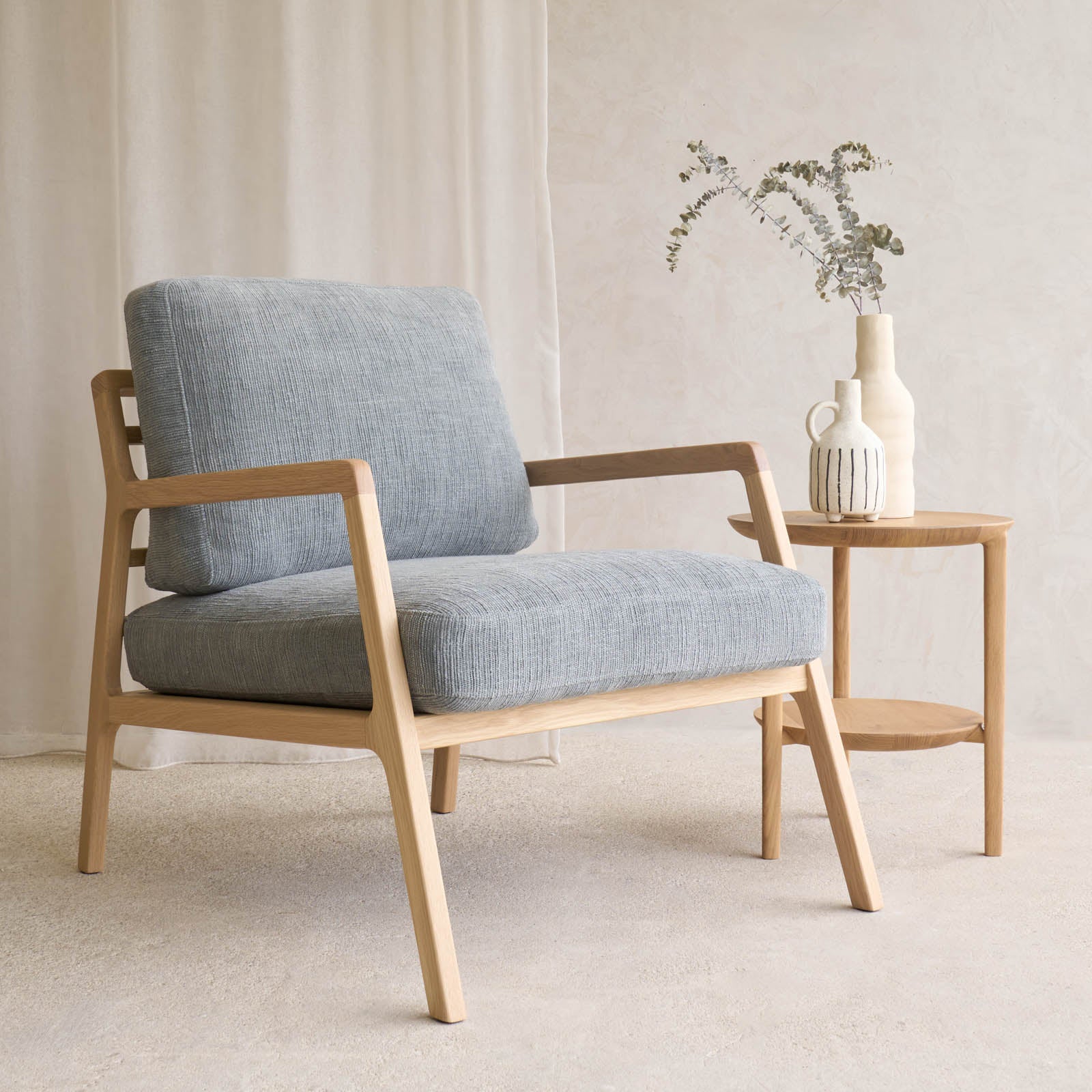 Nysse Fabric Armchair | Oak Frame - Gunmetal - Image 3