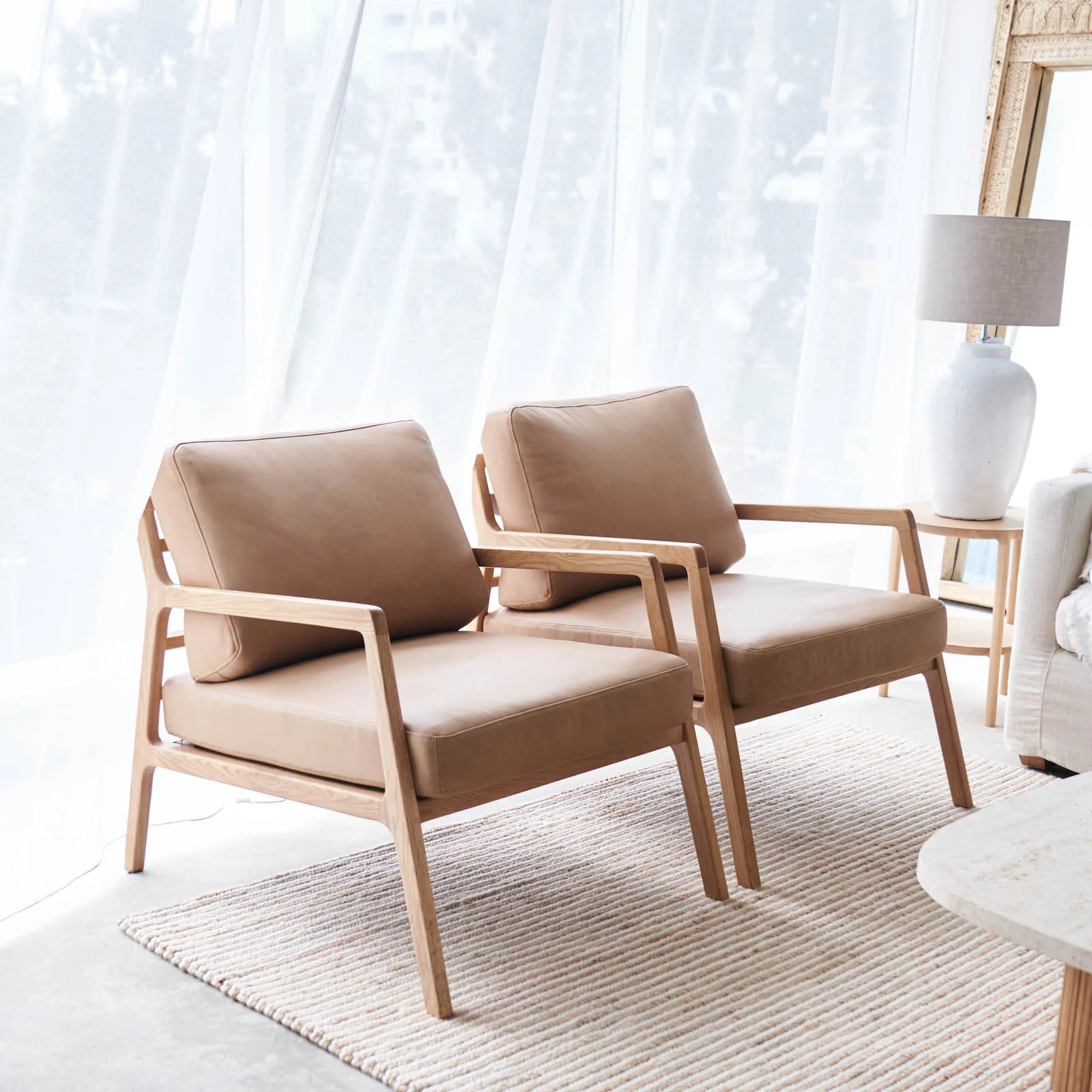 Nysse Leather Armchair | Oak Frame - Canyon - Image 7