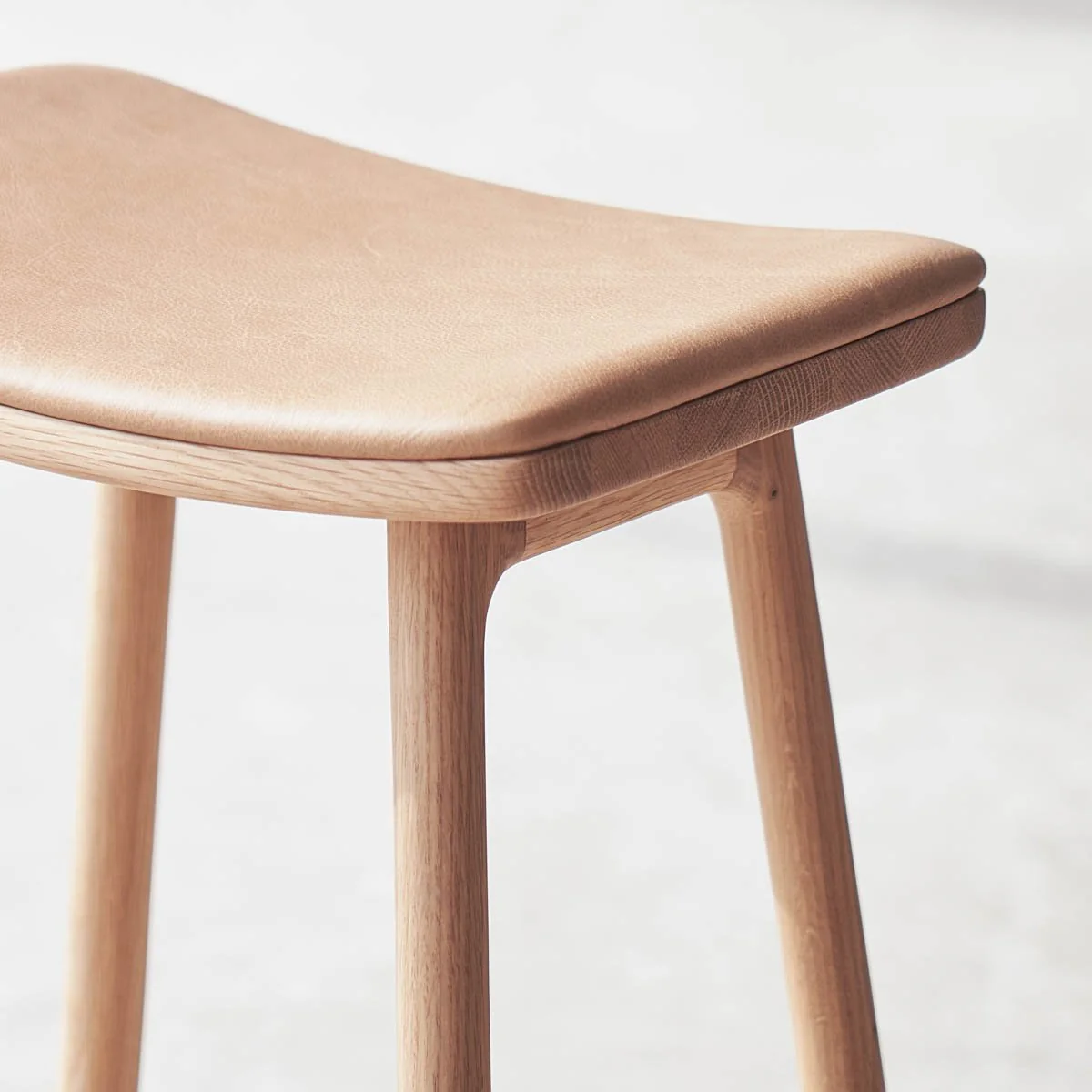 Odd Bar Stool | Oak Frame - Bespoke Leather - Image 2