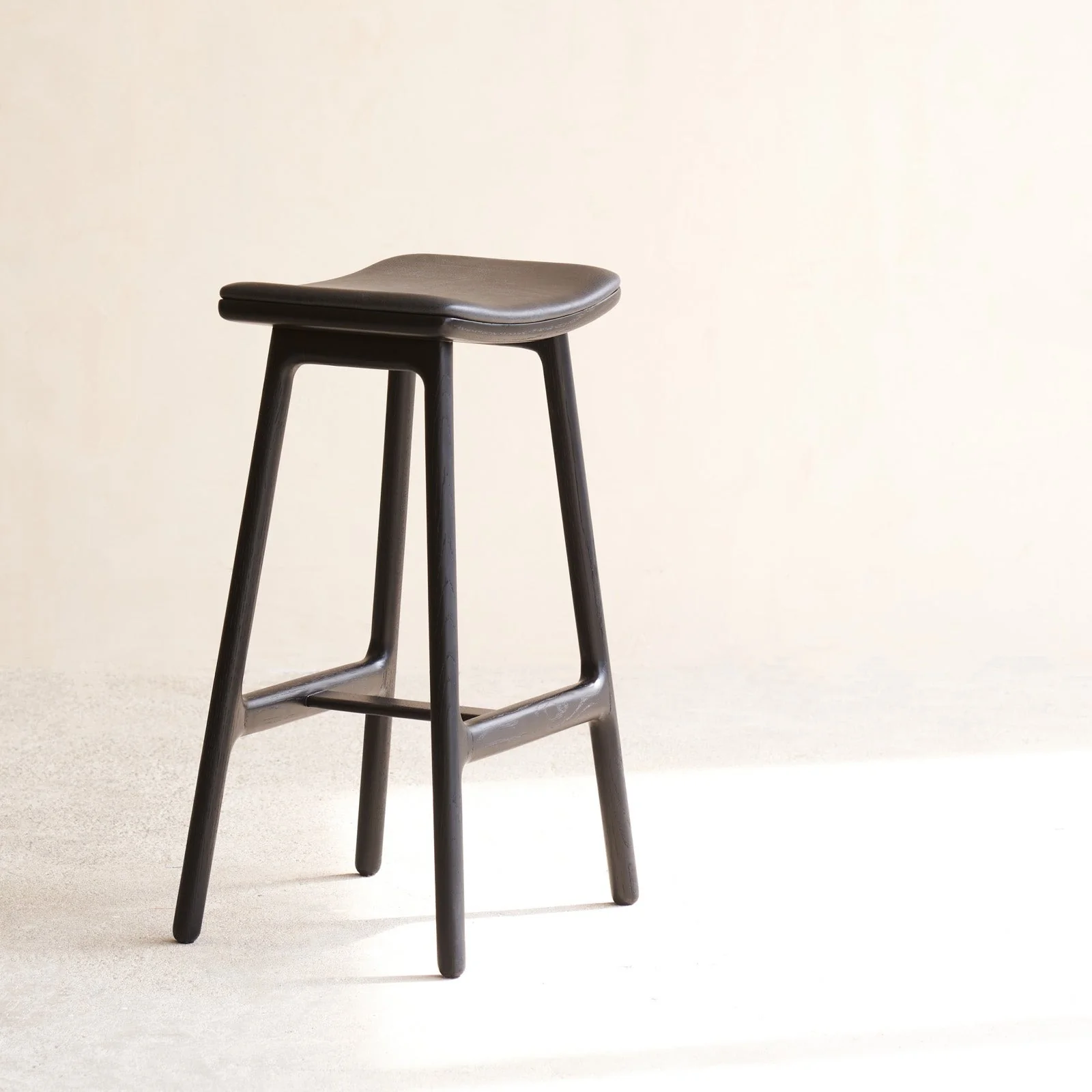 Odd Leather Counter Stool | Black Frame - Coal - Image 3