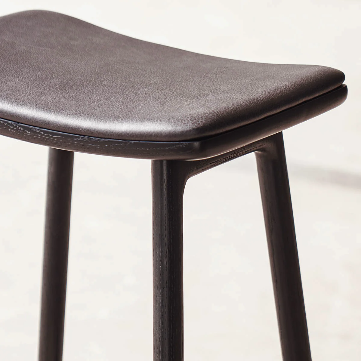 Odd Leather Counter Stool | Black Frame - Coal - Image 4