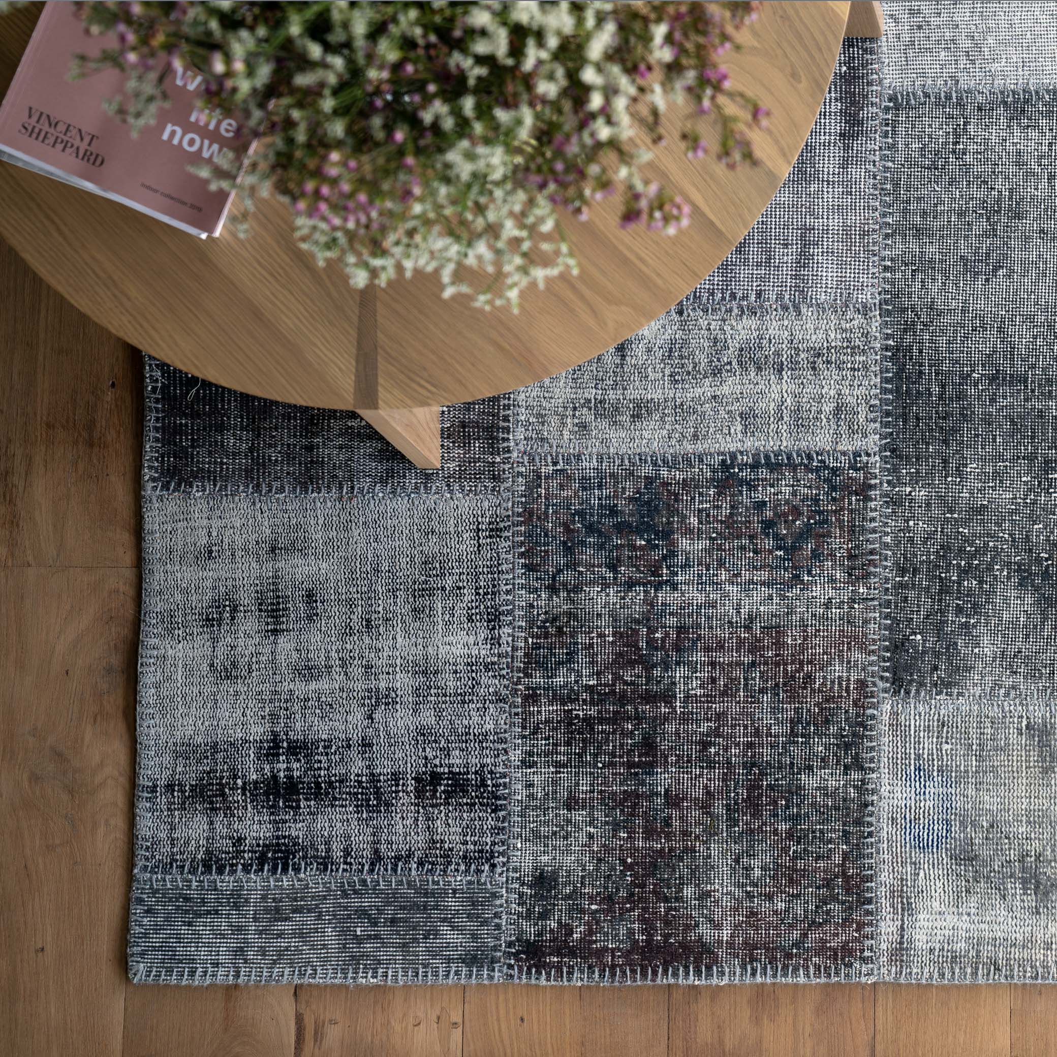 Patchwork Rug | Charcoal-Grey W303 x L200cm - Image 4