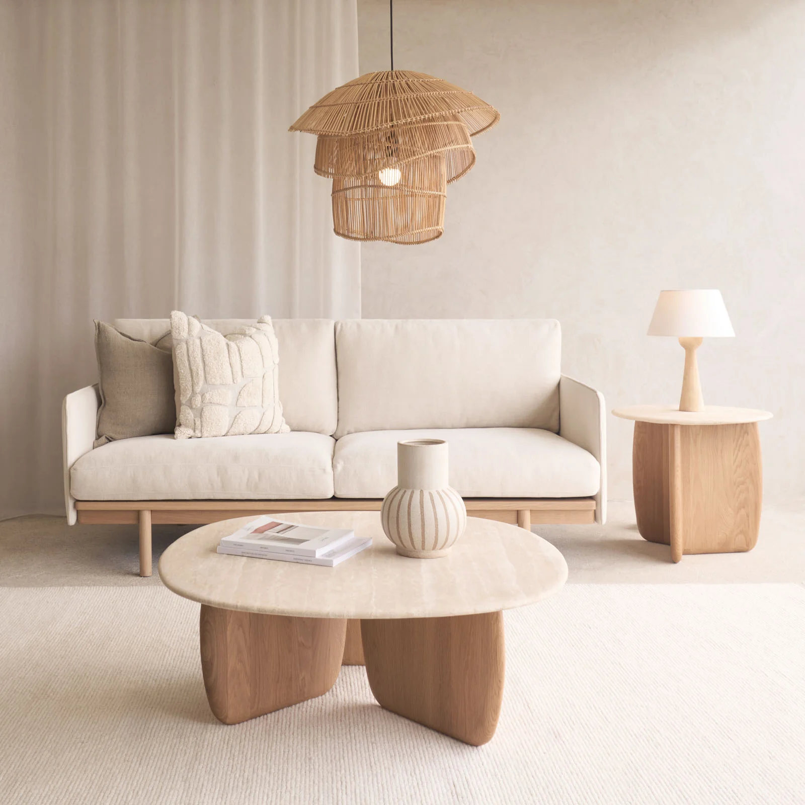 Pensive 2 Seater Fabric Sofa | Blonde Oak - Eva