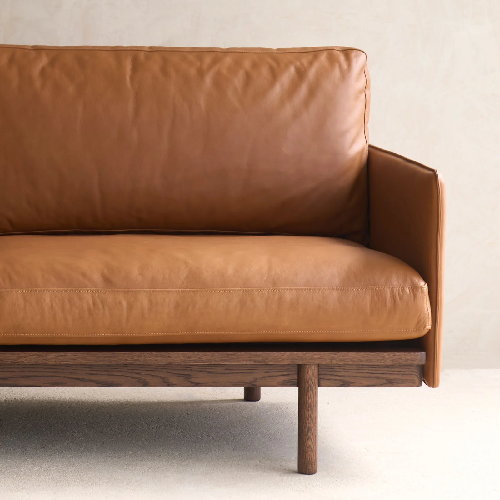 Pensive Leather Sofa | Espresso Oak Frame - Saddle - Image 7