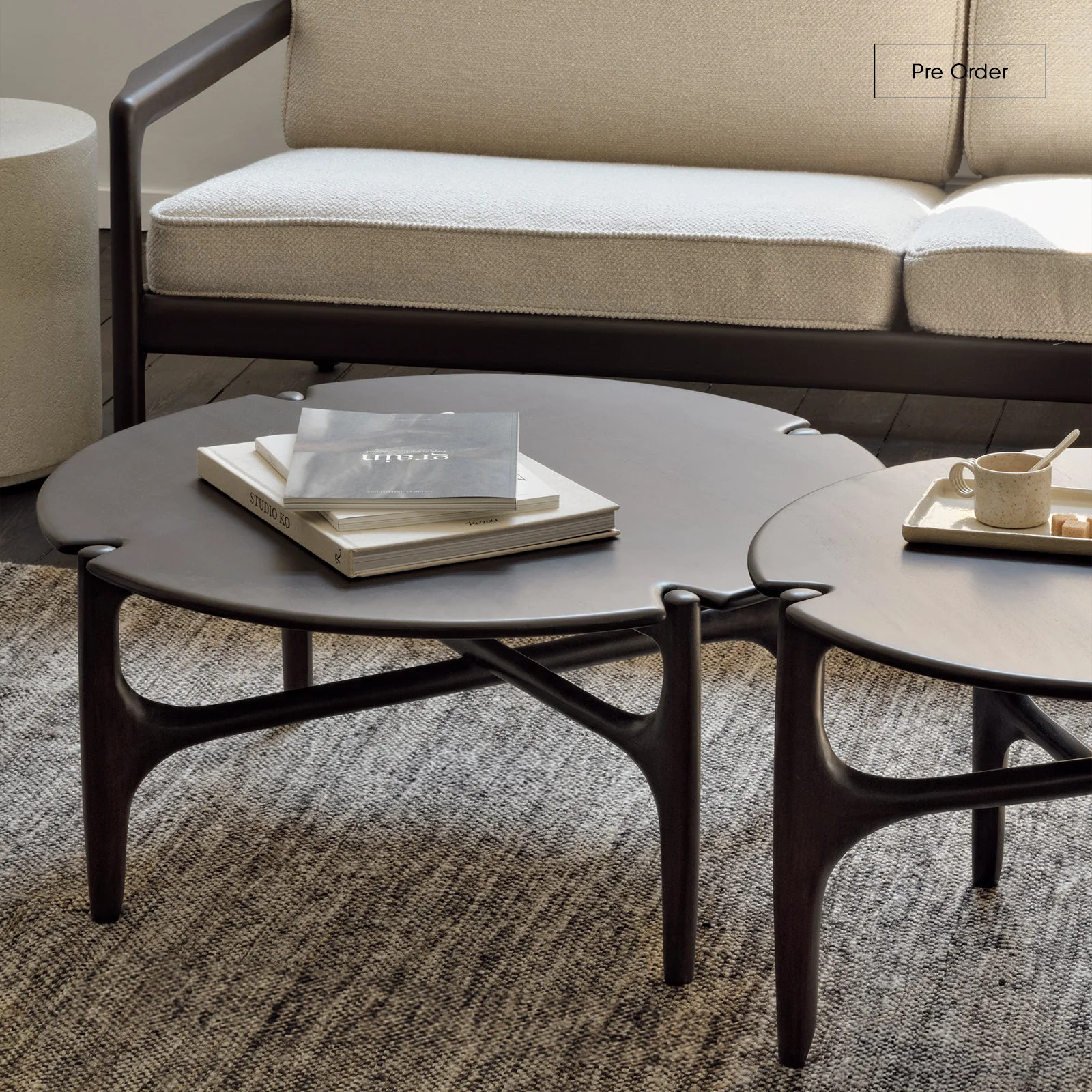 PI Round Coffee Table | Mahogany - Dark Brown