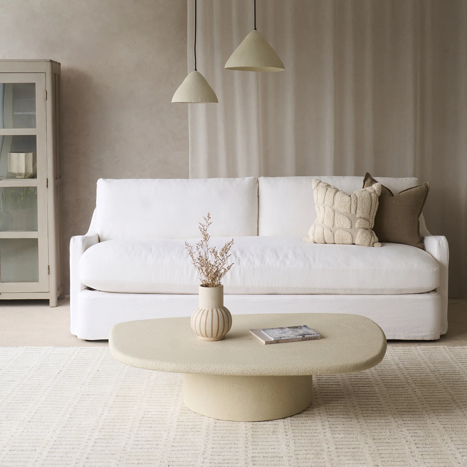 Pieve Fabric Sofa | Snow (230cm)