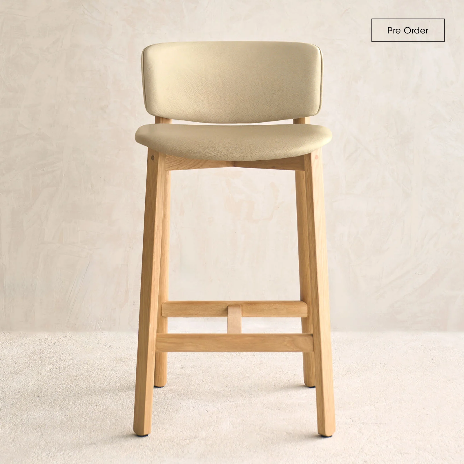 Pinta Bar Stool | Oak Frame - Bespoke Leather