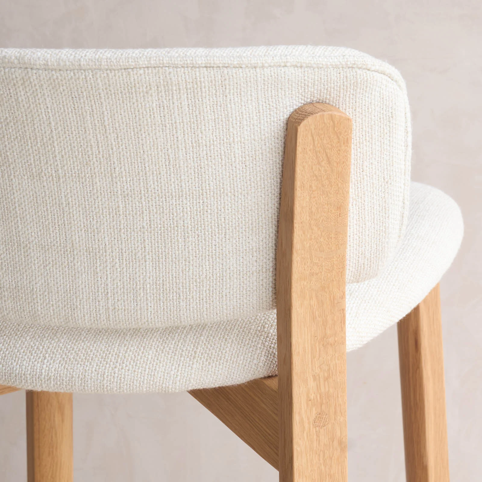 Pinta Fabric Bar Stool | Oak Frame - Gesso - Image 5