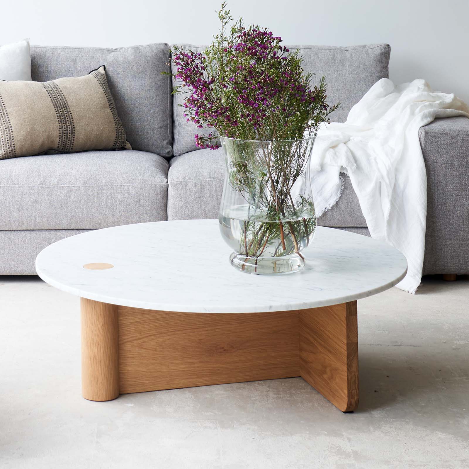 Pivot Coffee Table | Marble Top with Oak Base - Image 5
