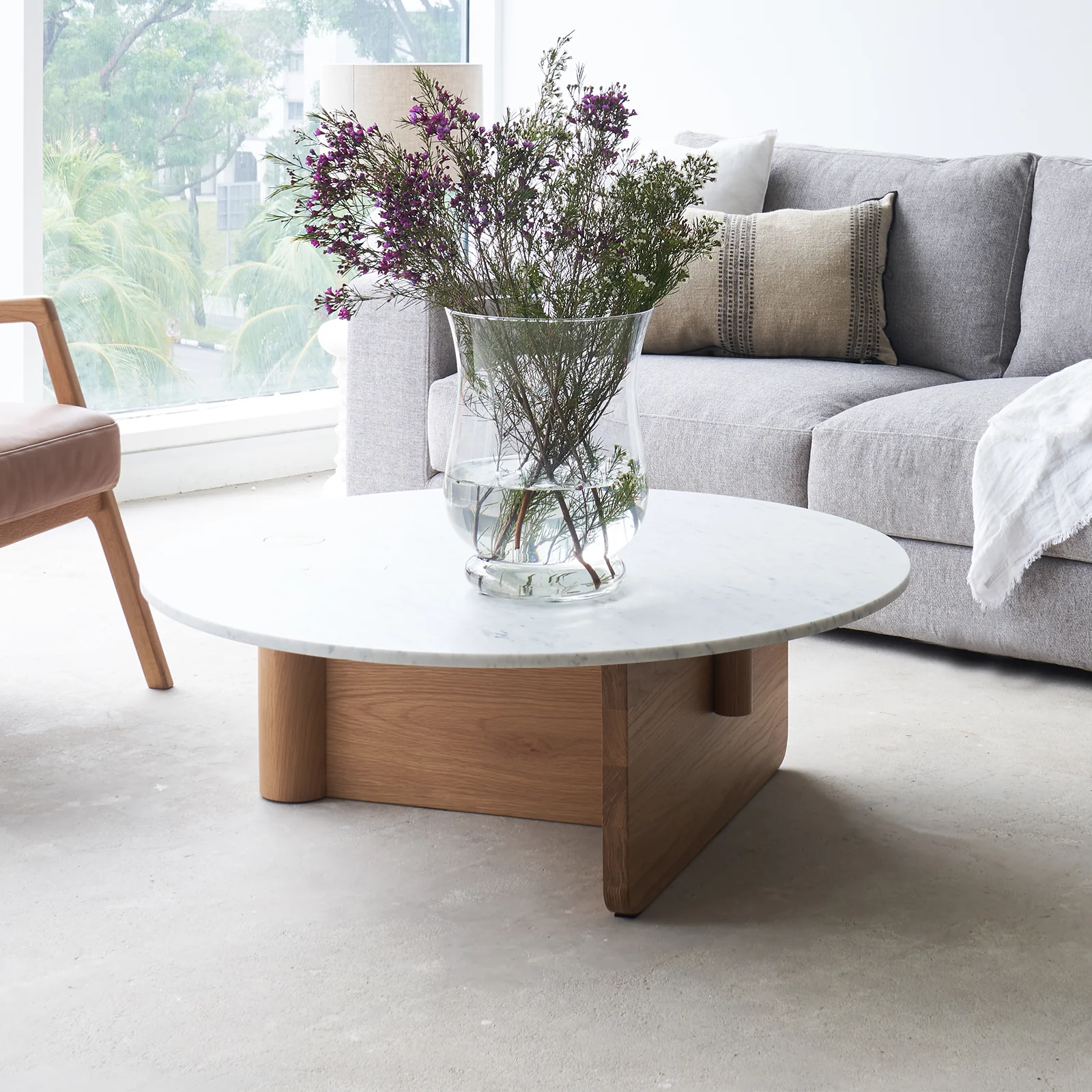 Pivot Coffee Table | Marble Top with Oak Base - Image 6