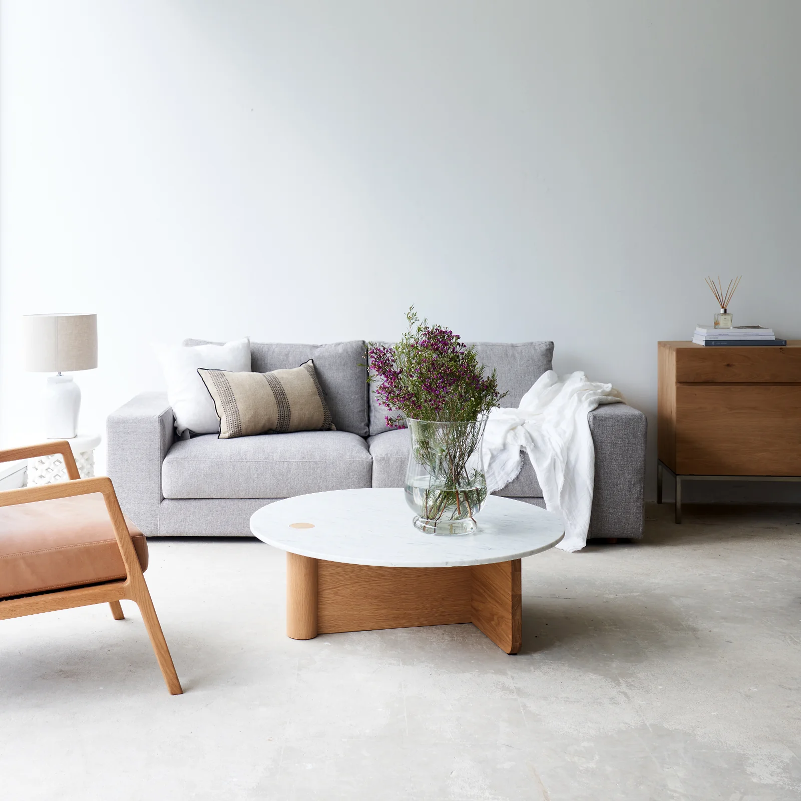 Pivot Coffee Table | Marble Top with Oak Base - Image 7