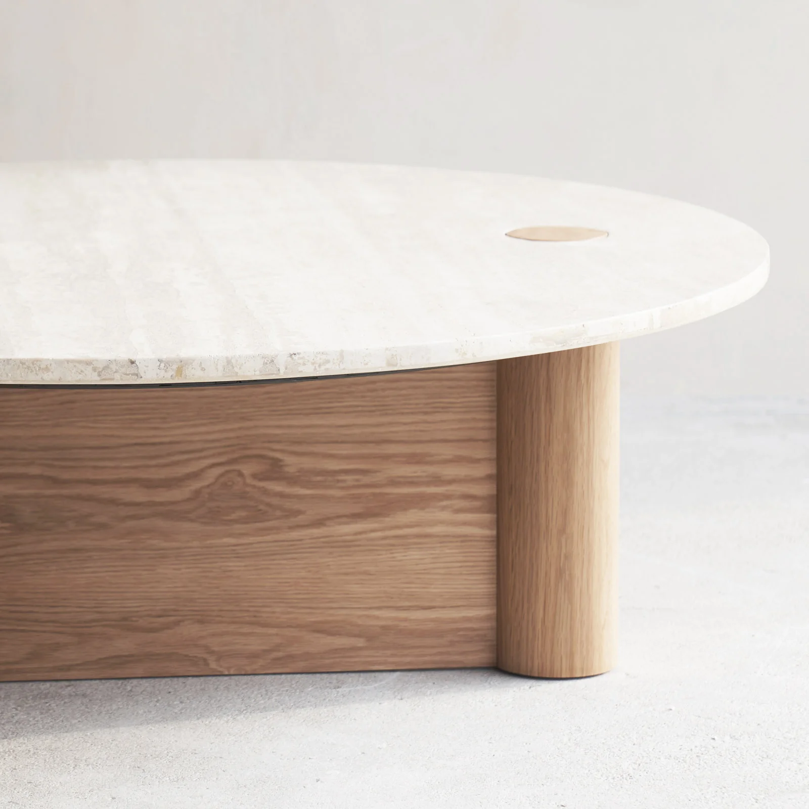Pivot Coffee Table | Travertine Top with Oak Base - Image 5