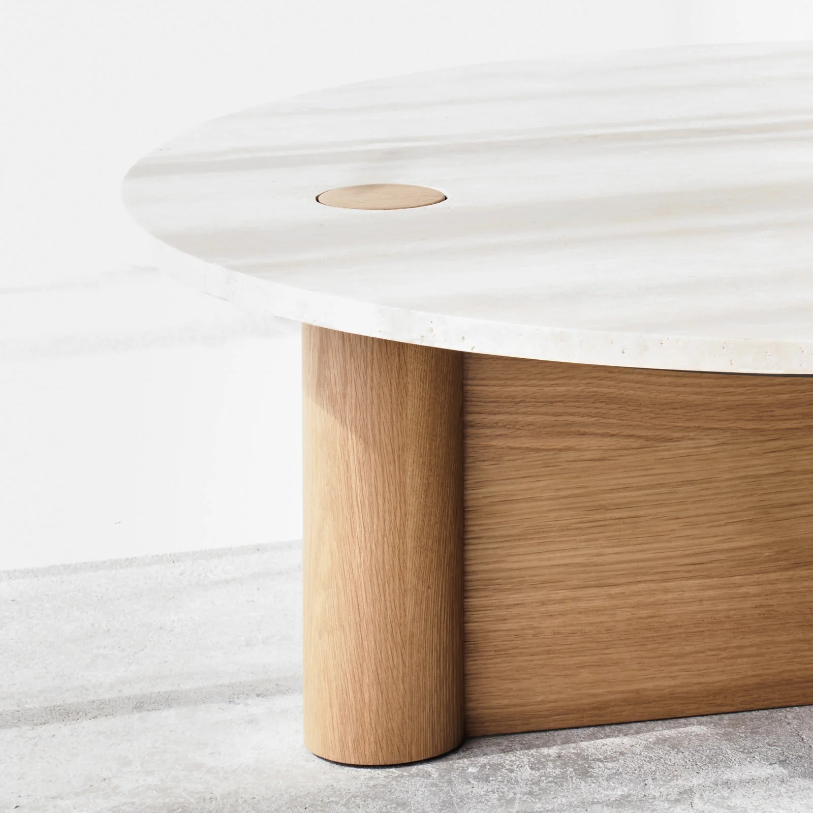 Pivot Coffee Table | Travertine Top with Oak Base - Image 7