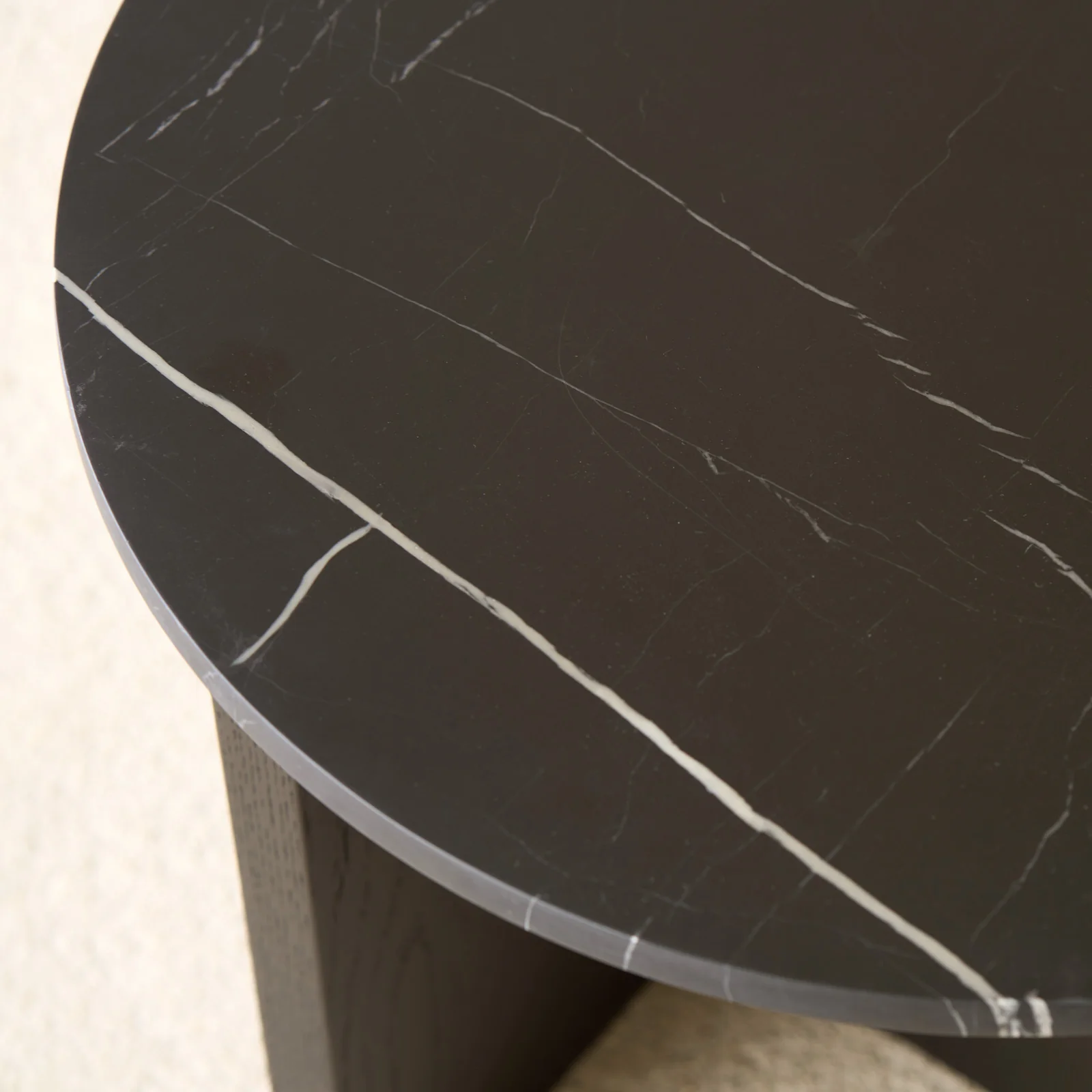 Pivot Side Table | Nero Marble with Black Oak Base (50cm) - Image 2