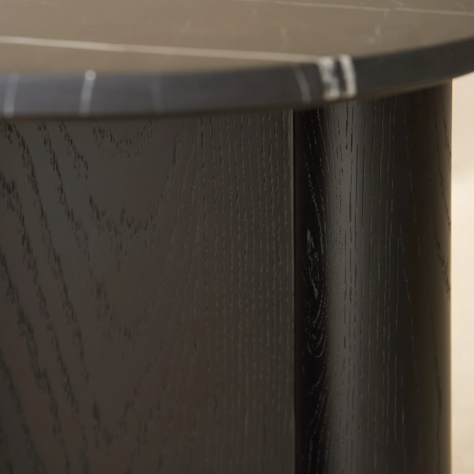 Pivot Side Table | Nero Marble with Black Oak Base (50cm) - Image 4