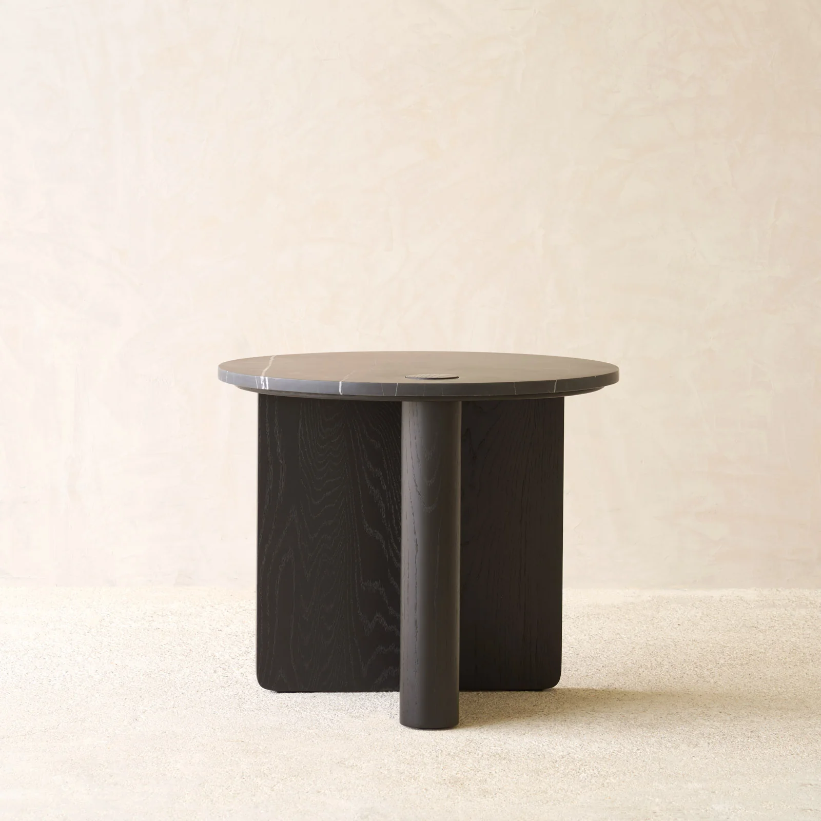 Pivot Side Table | Nero Marble with Black Oak Base (50cm) - Image 5