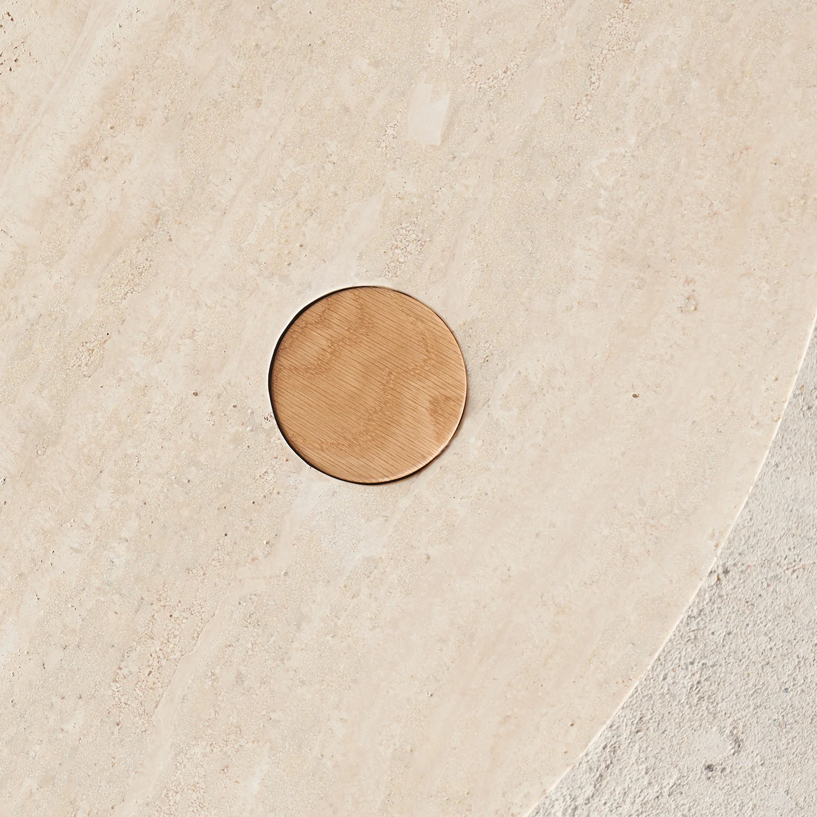 Pivot Side Table | Travertine with Oak Base (50cm) - Image 3