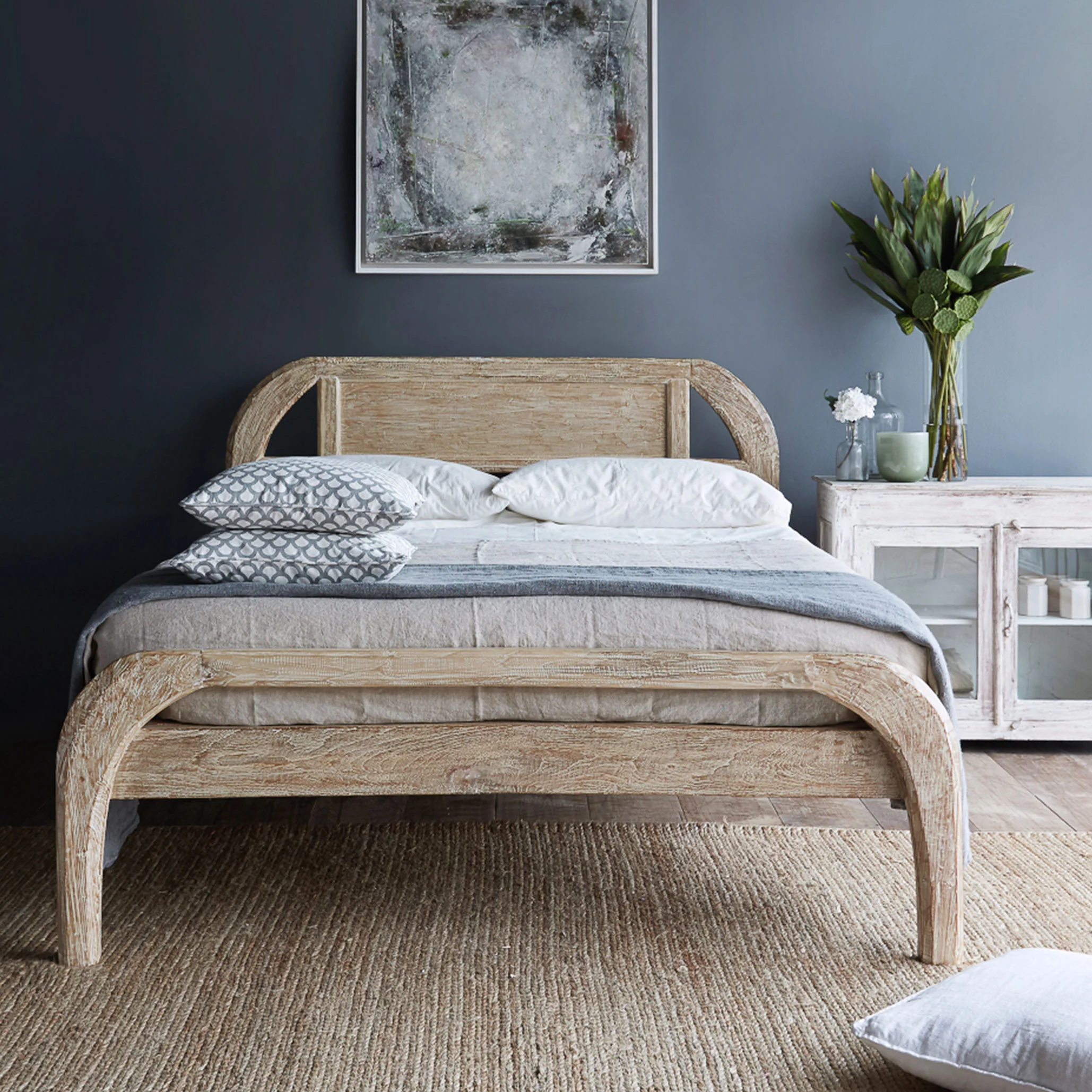 Plough Bed Frame | Teak - Whitewash - Image 11
