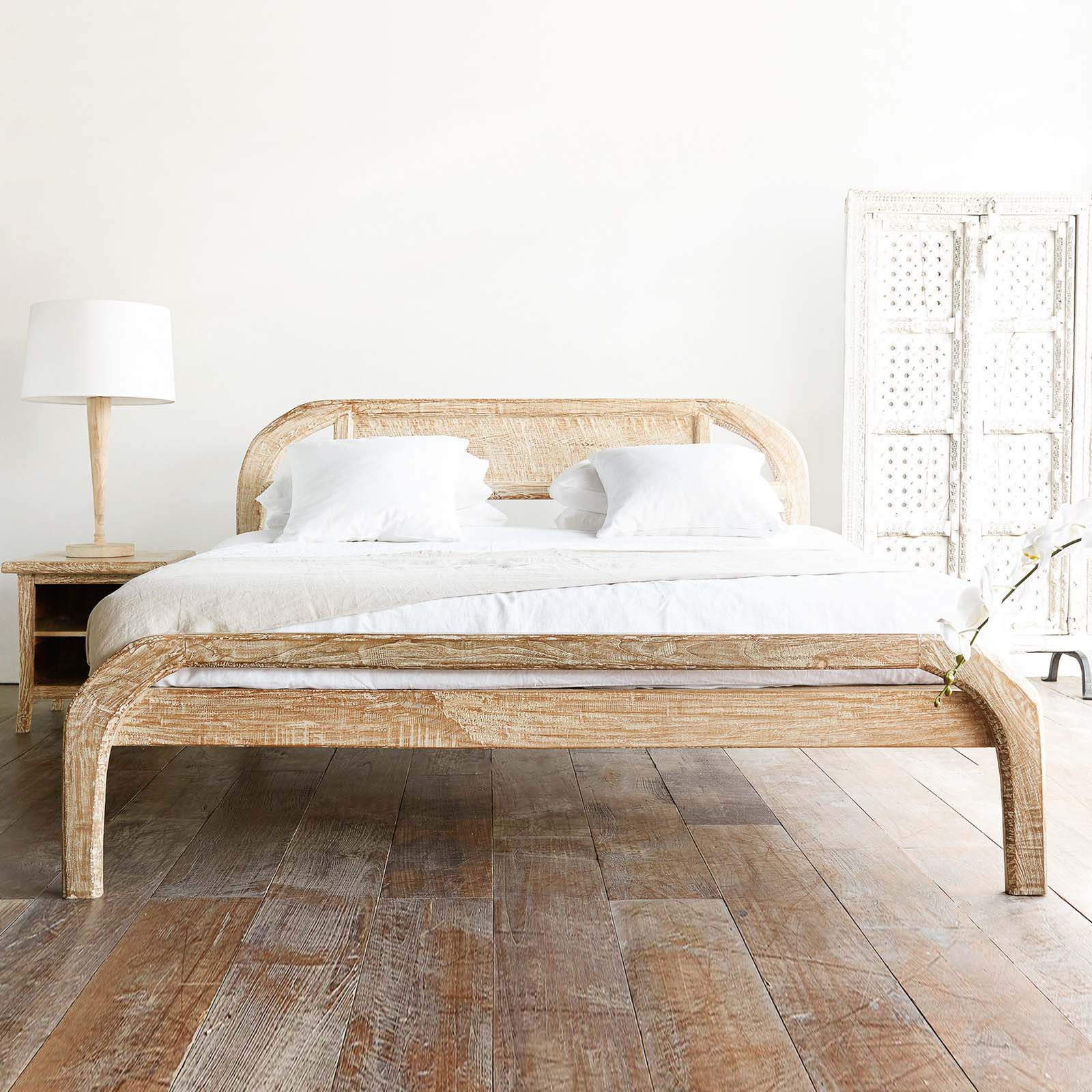 Plough Bed Frame | Teak - Whitewash - Image 3