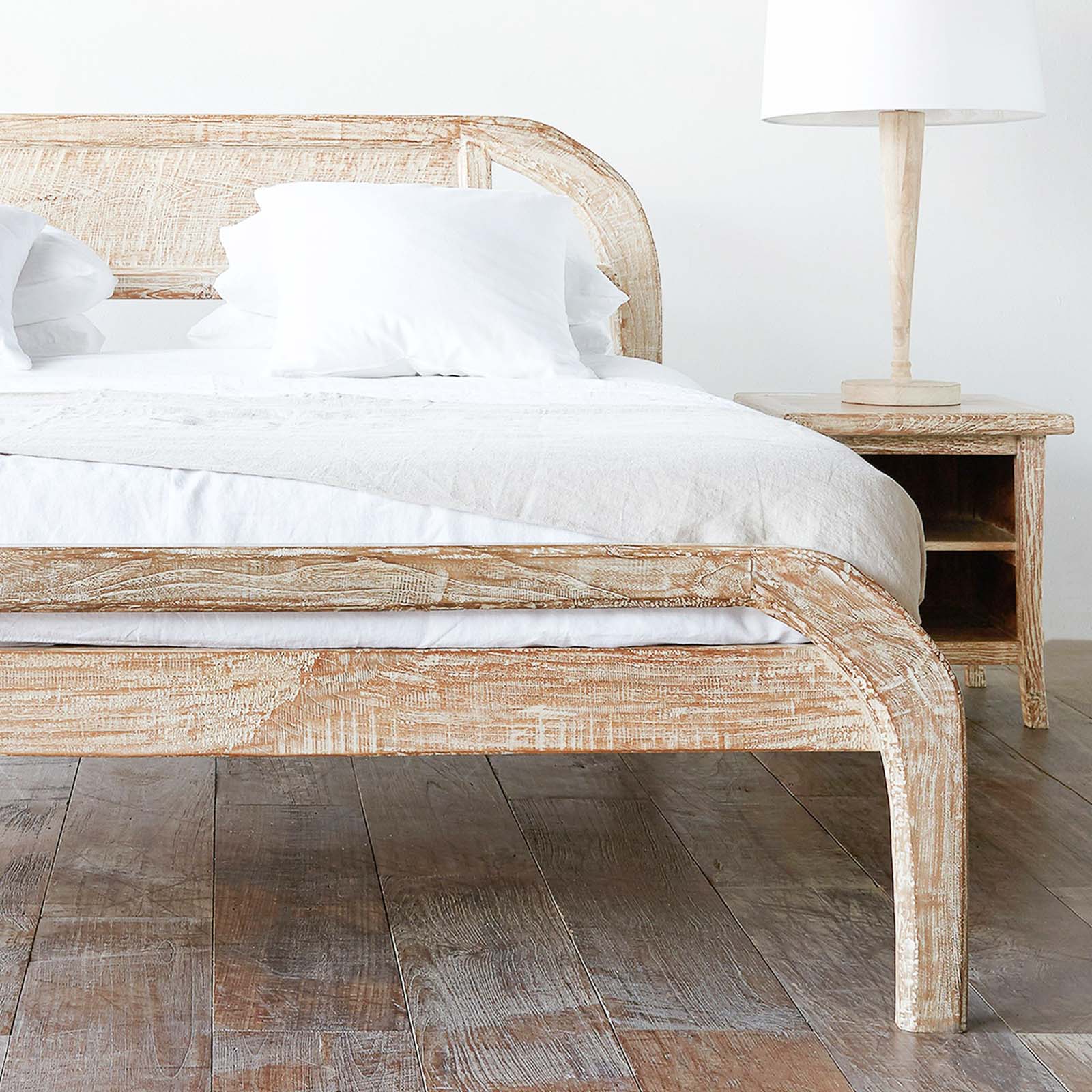 Plough Bed Frame | Teak - Whitewash - Image 6