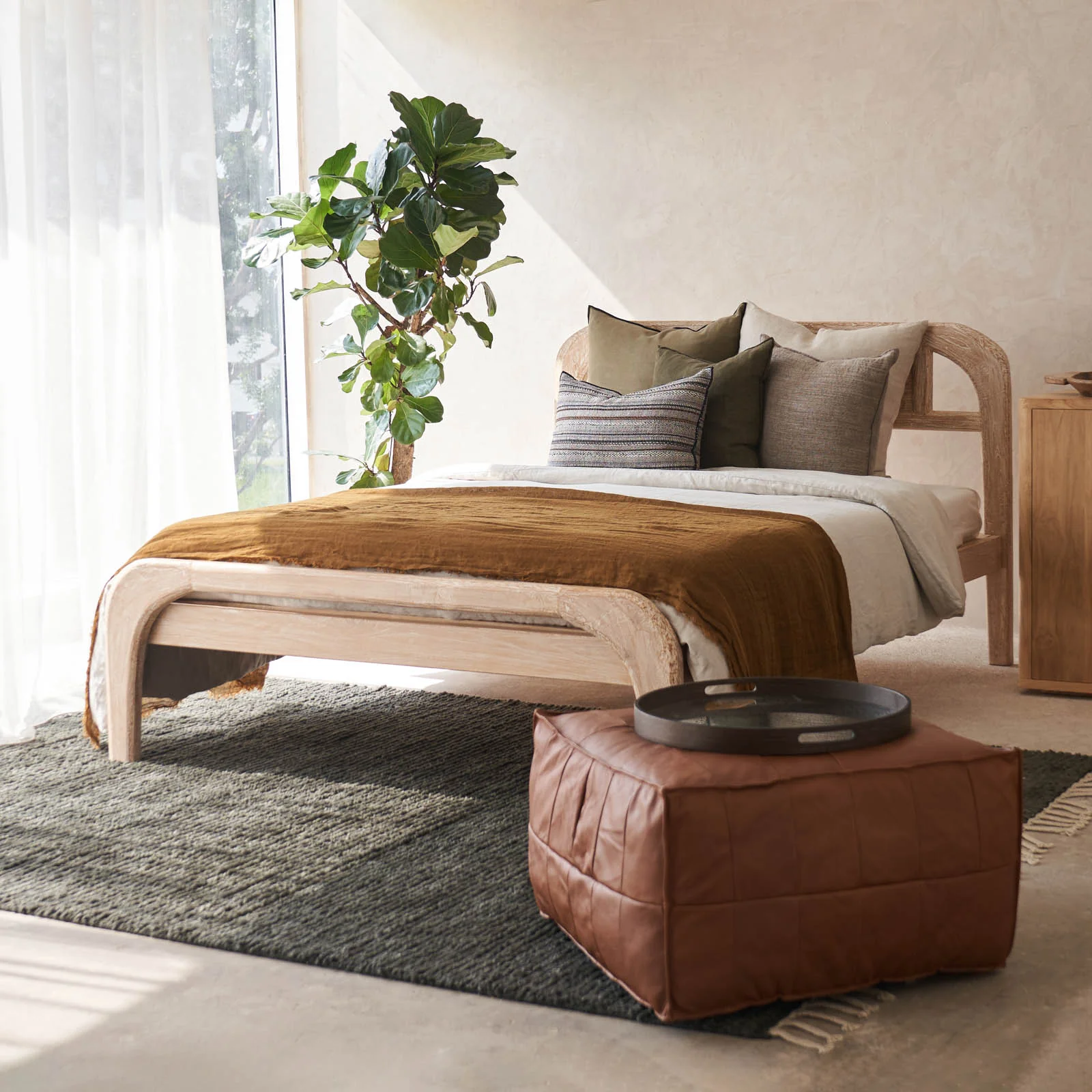 Plough Bed Frame | Teak - Whitewash - Image 9