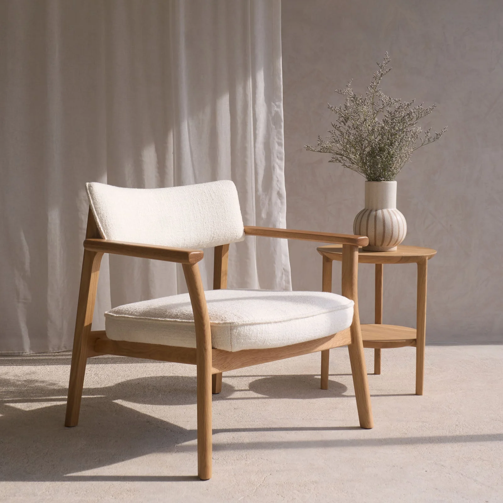 Poise Fabric Armchair | Oak Frame - Panna Cotta - Image 2