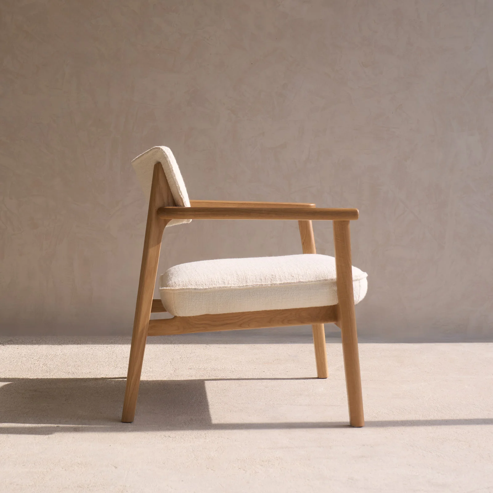 Poise Fabric Armchair | Oak Frame - Panna Cotta - Image 4