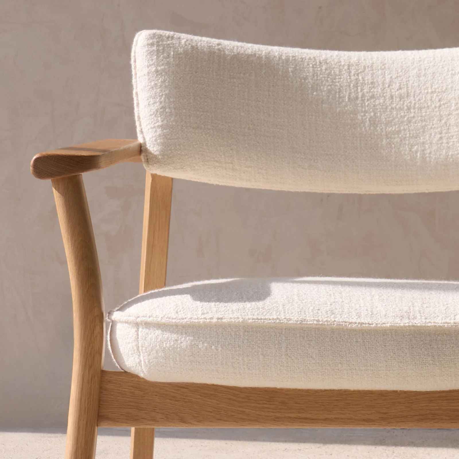 Poise Fabric Armchair | Oak Frame - Panna Cotta - Image 5