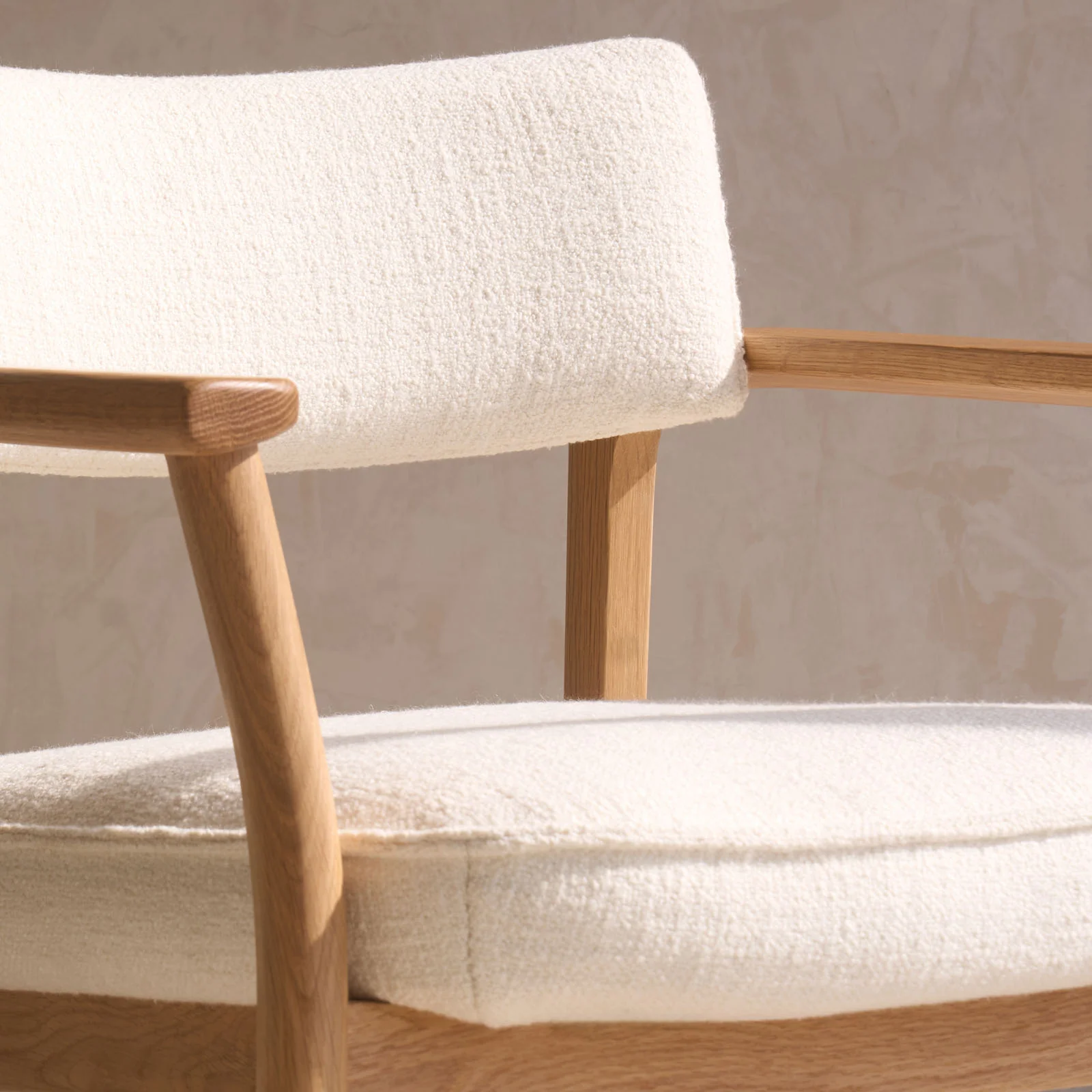 Poise Fabric Armchair | Oak Frame - Panna Cotta - Image 8
