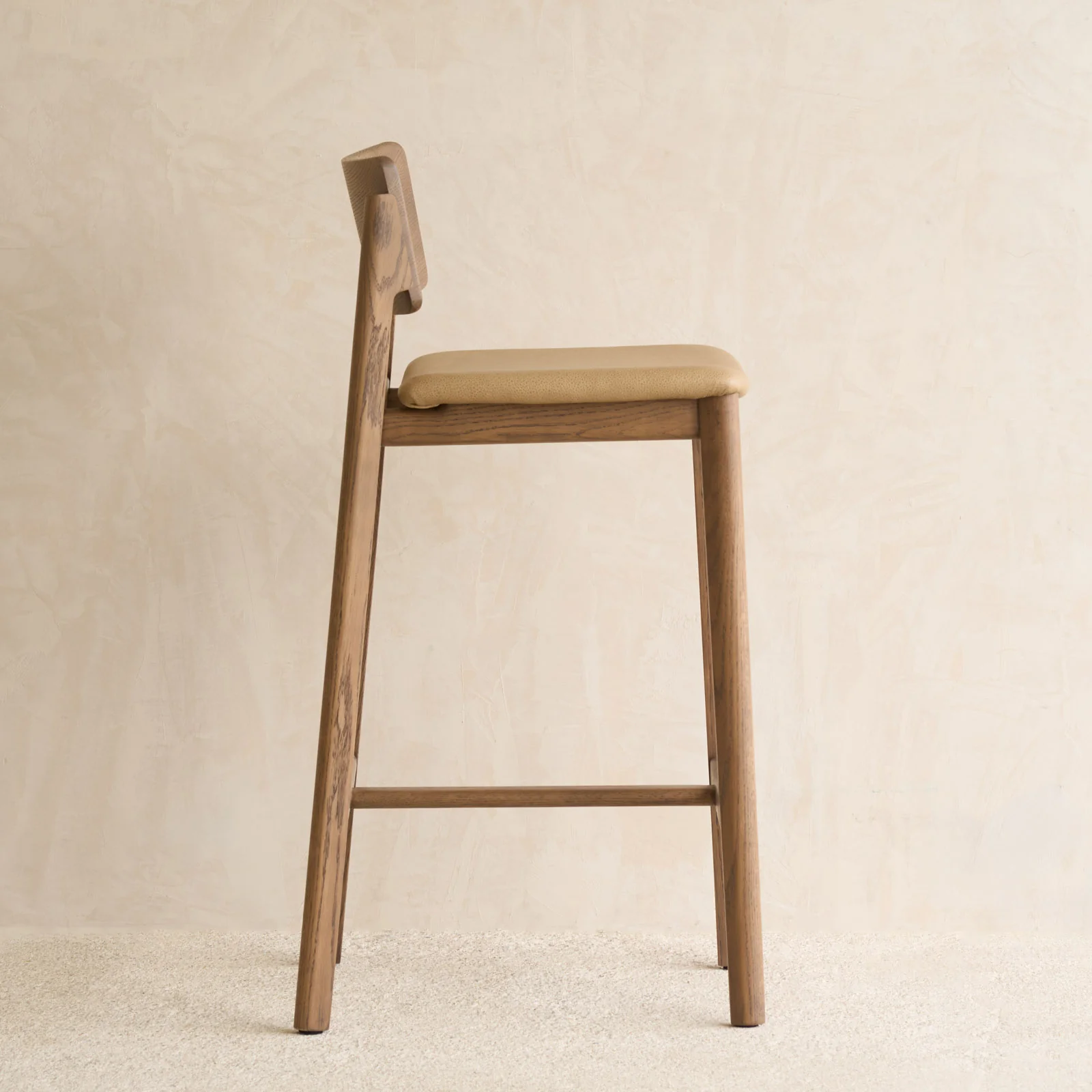 Poise Leather Counter Stool | Latte Oak Frame - Arena - Image 5