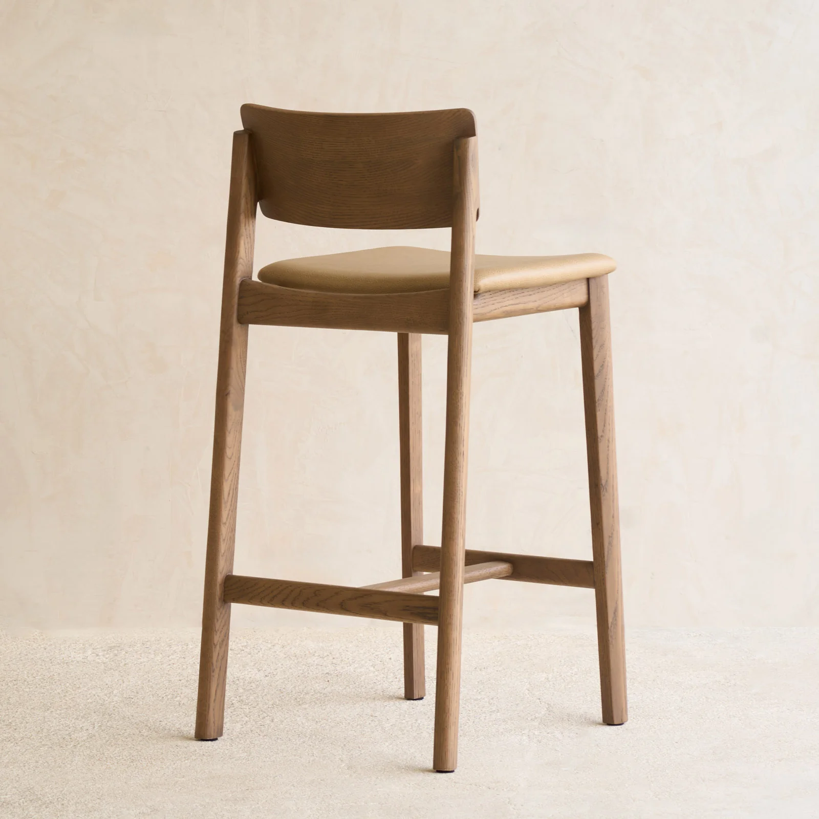 Poise Leather Counter Stool | Latte Oak Frame - Arena - Image 6