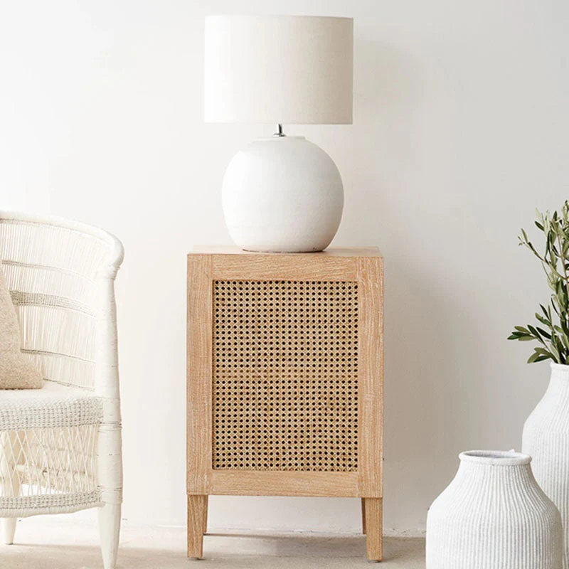 Rattan Bedside Table | Teak - Whitewash - Image 4