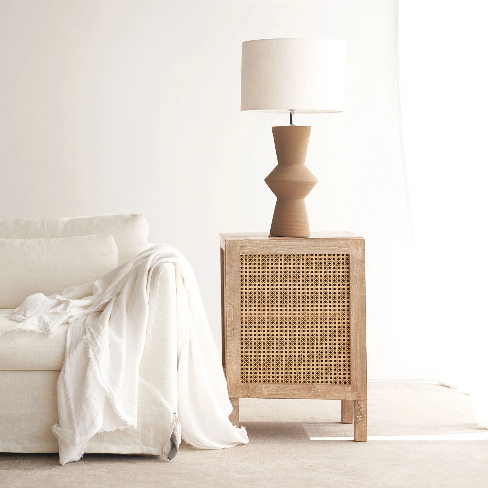 Rattan Bedside Table | Teak - Whitewash - Image 6