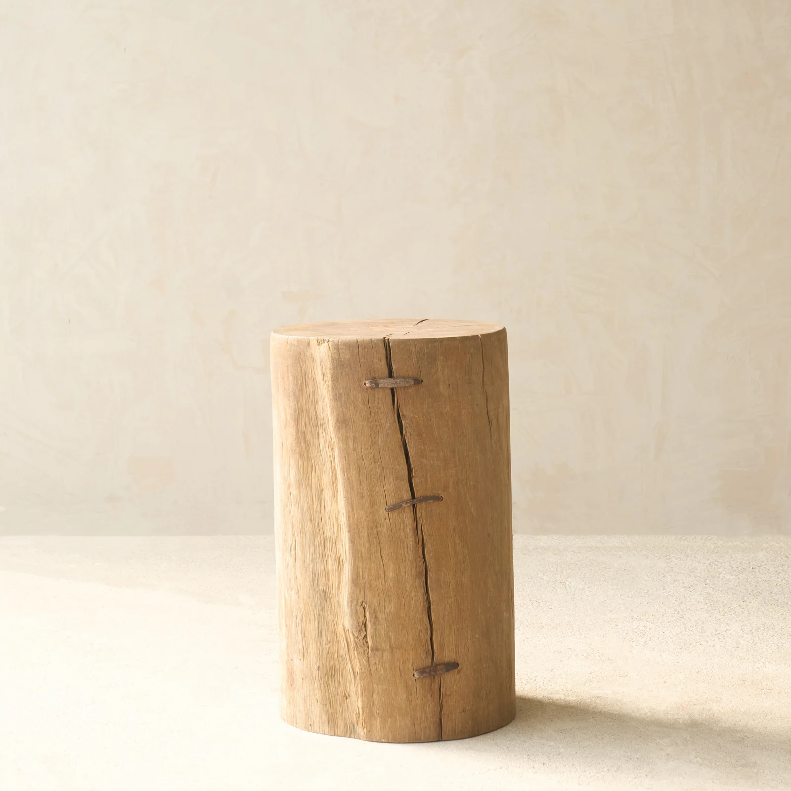 Reclaimed Indian Solid Wood Log Side Table - Image 2