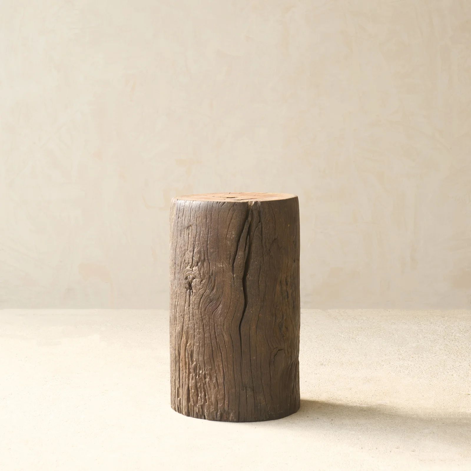Reclaimed Indian Solid Wood Log Side Table - Image 2