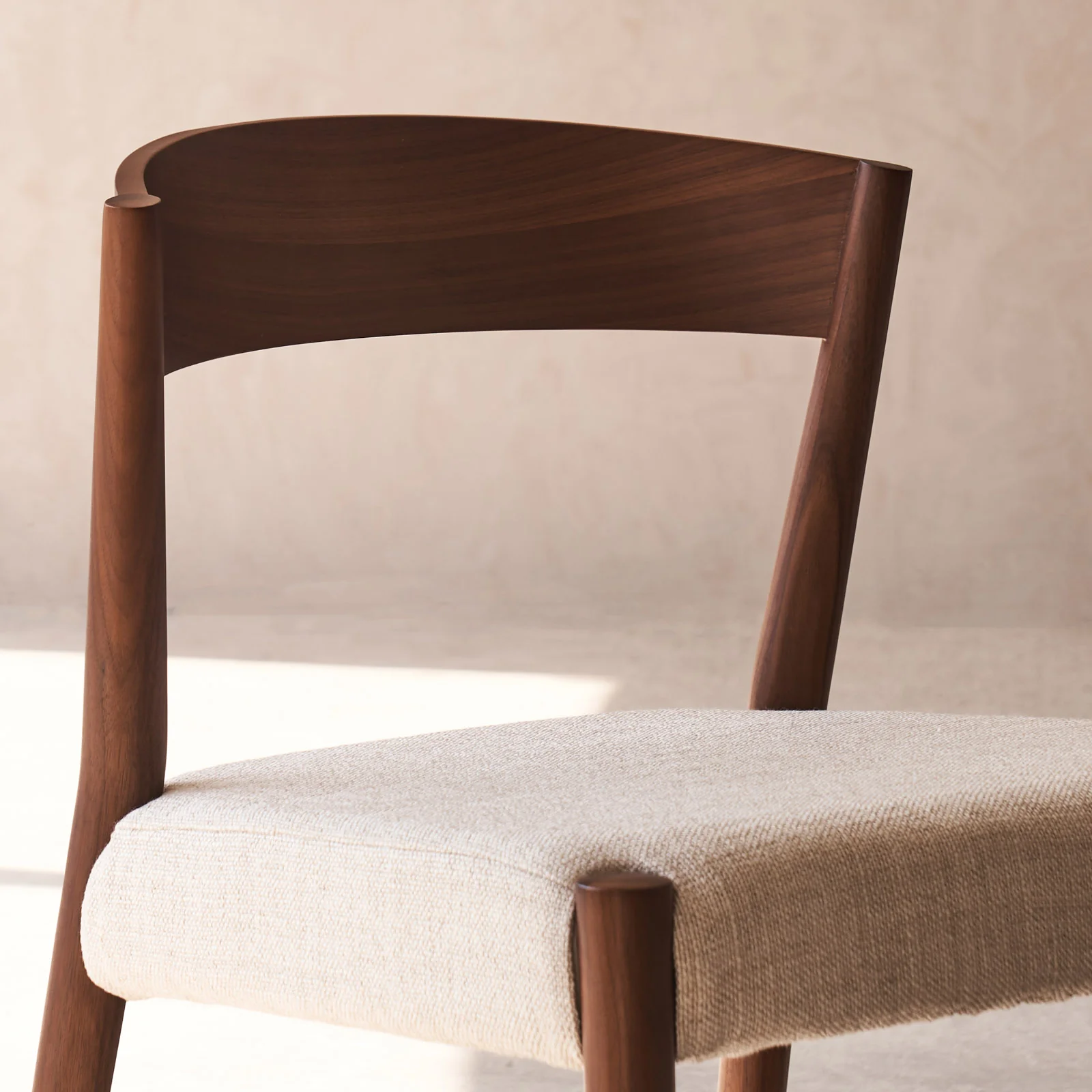Ronda Fabric Dining Chair | Walnut Frame - Sand - Image 2