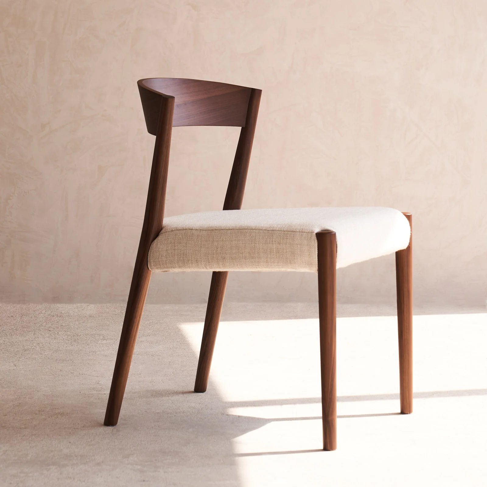 Ronda Fabric Dining Chair | Walnut Frame - Sand - Image 3