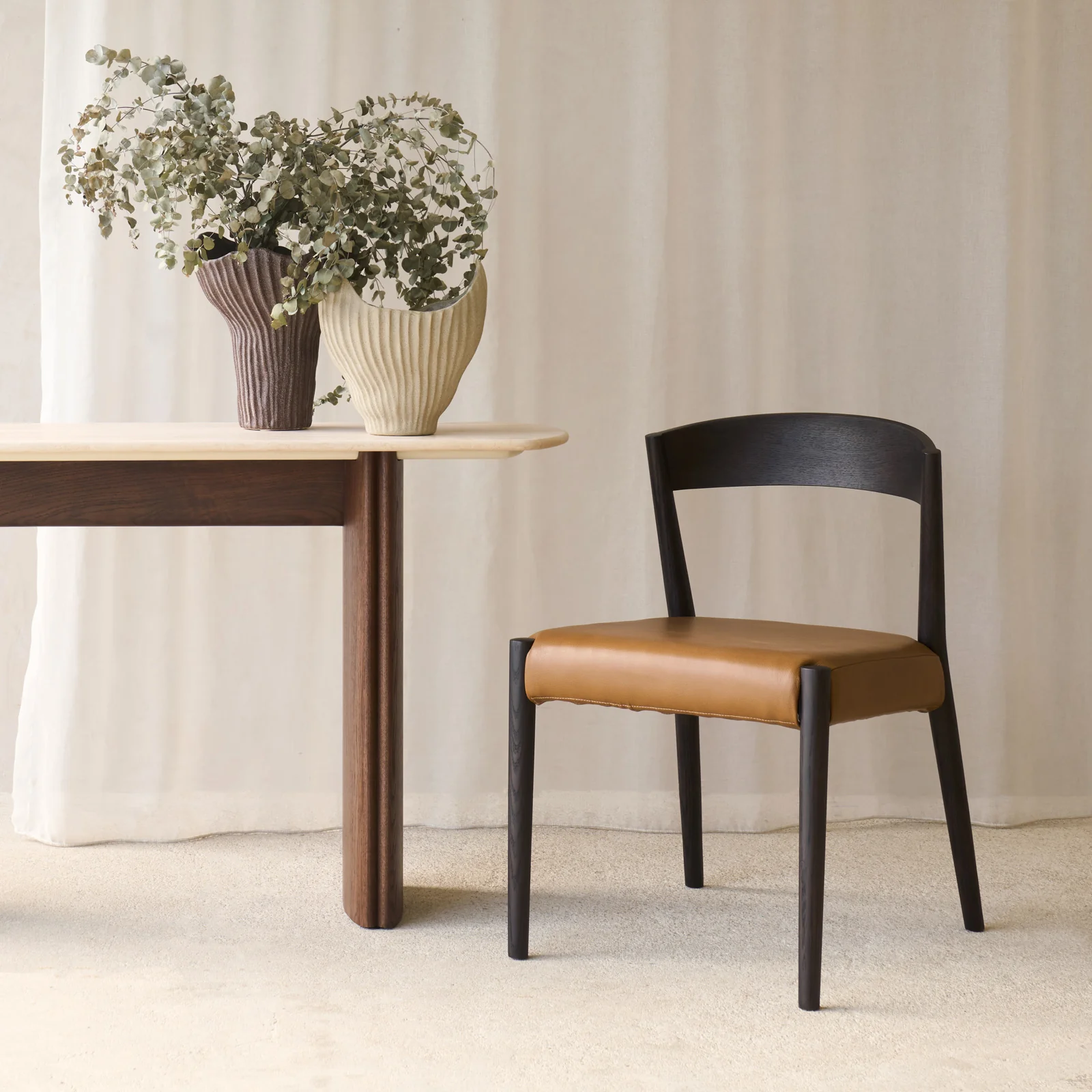 Ronda Leather Dining Chair | Bison Oak Frame - Nut - Image 8