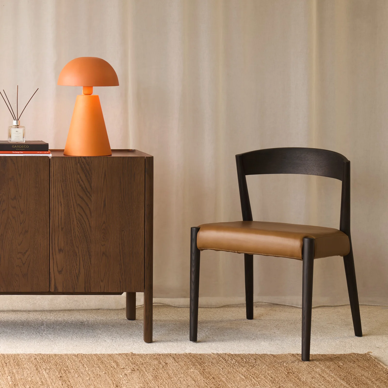 Ronda Leather Dining Chair | Bison Oak Frame - Nut - Image 9