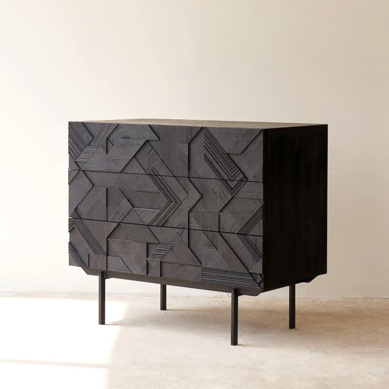 Graphic Chest of Drawers | Teak (100cm) - Image 4