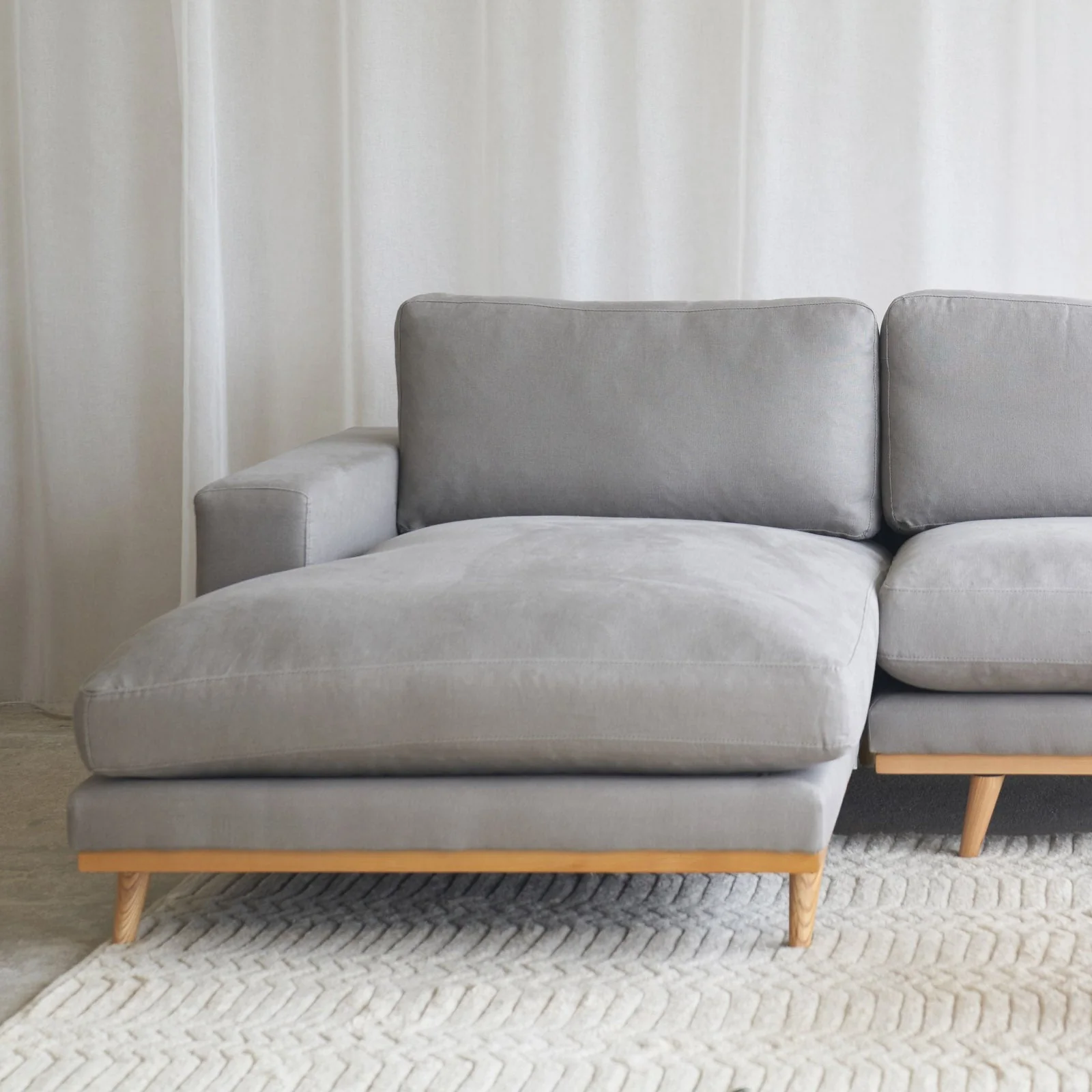 James L Shape Fabric Sofa | Slate (290cm) - Image 8
