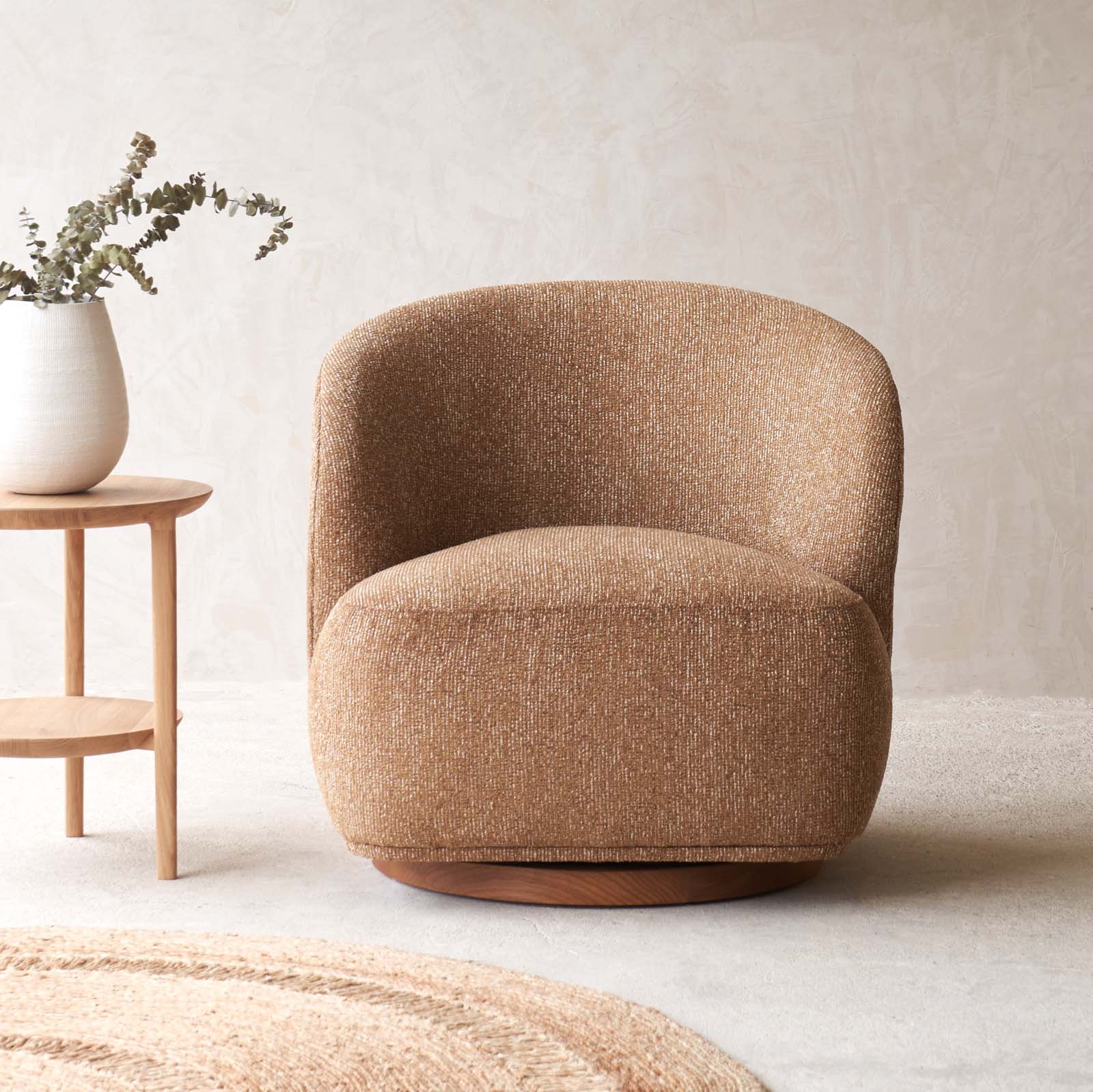 Sienna Fabric Swivel Armchair | Amber - Image 5