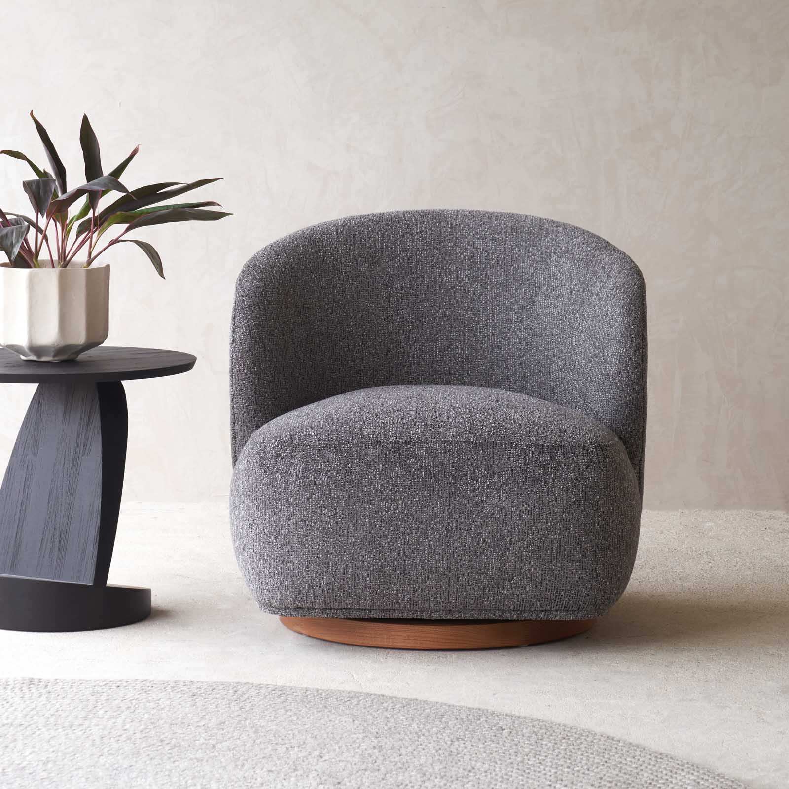 Sienna Fabric Swivel Armchair | Ash - Image 3