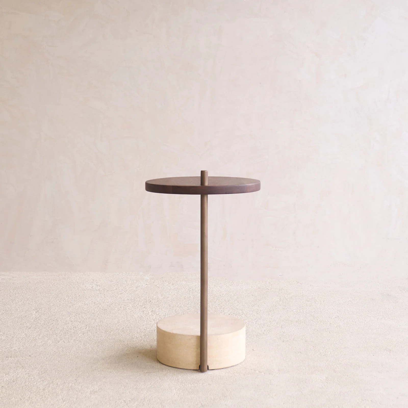 Society Side Table | Walnut with Travertine Base - Image 3