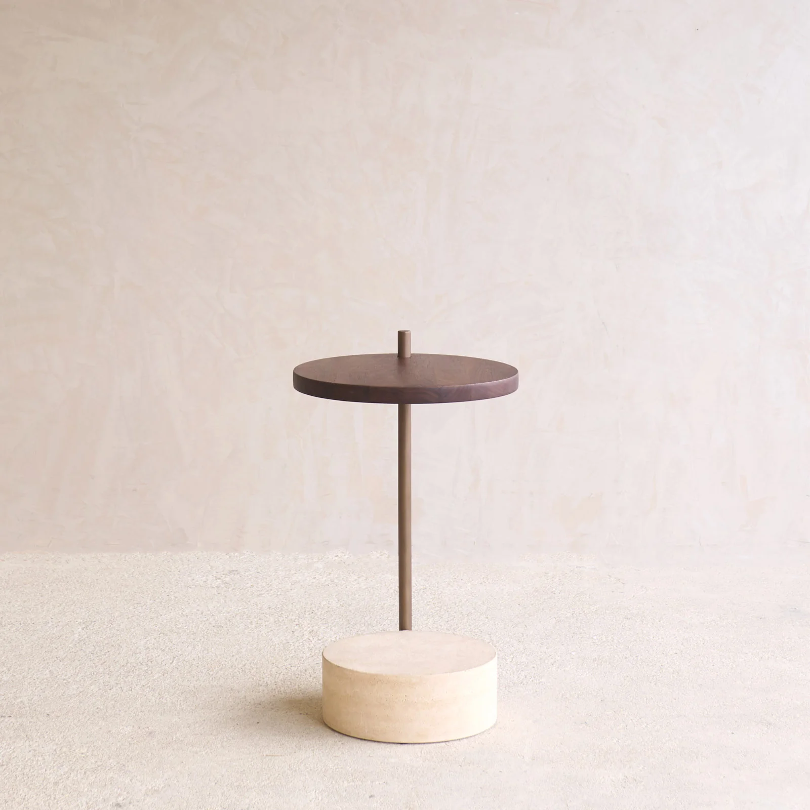 Society Side Table | Walnut with Travertine Base - Image 5