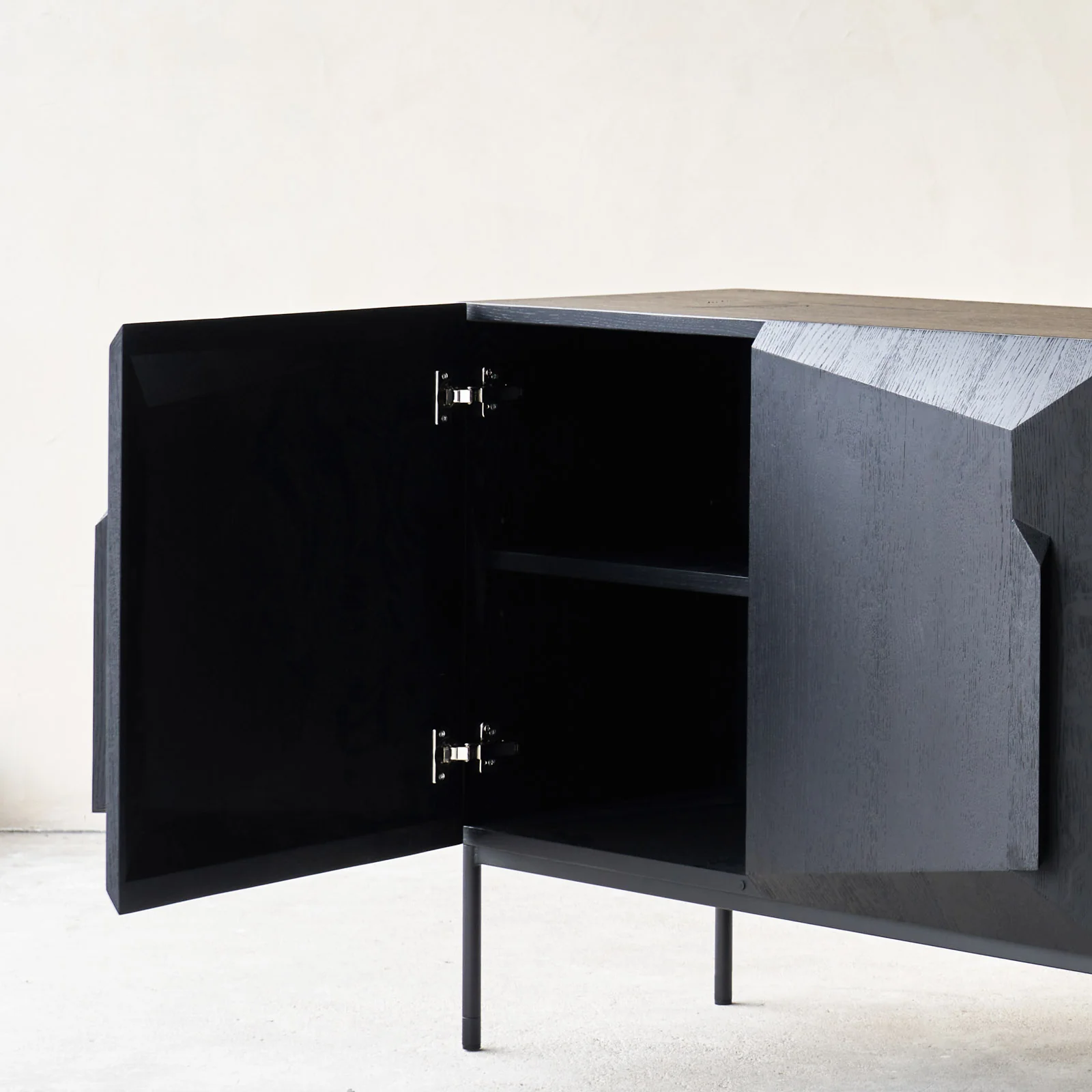 Stairs Sideboard | Oak - Black (200cm) - Image 4