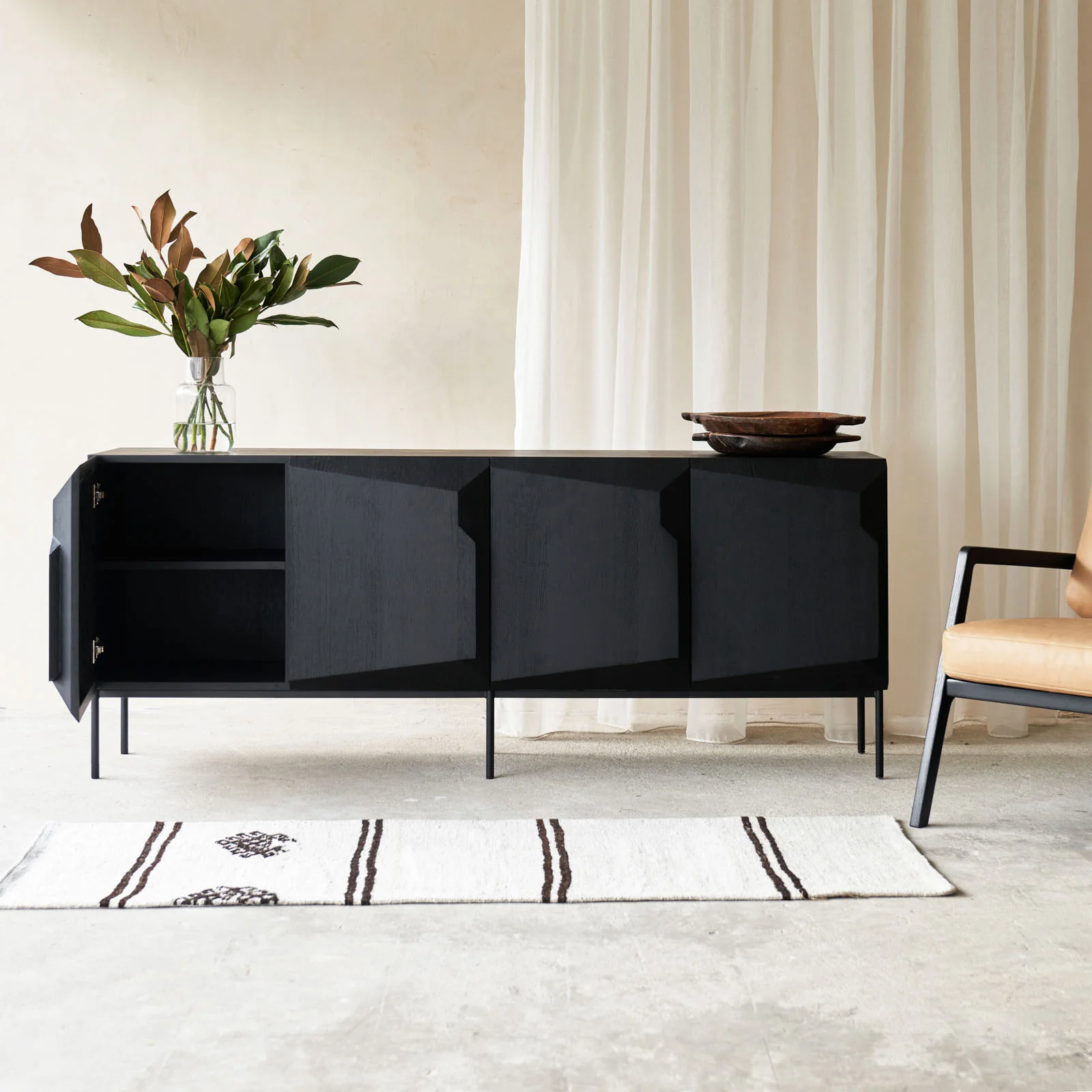 Stairs Sideboard | Oak - Black (200cm) - Image 5
