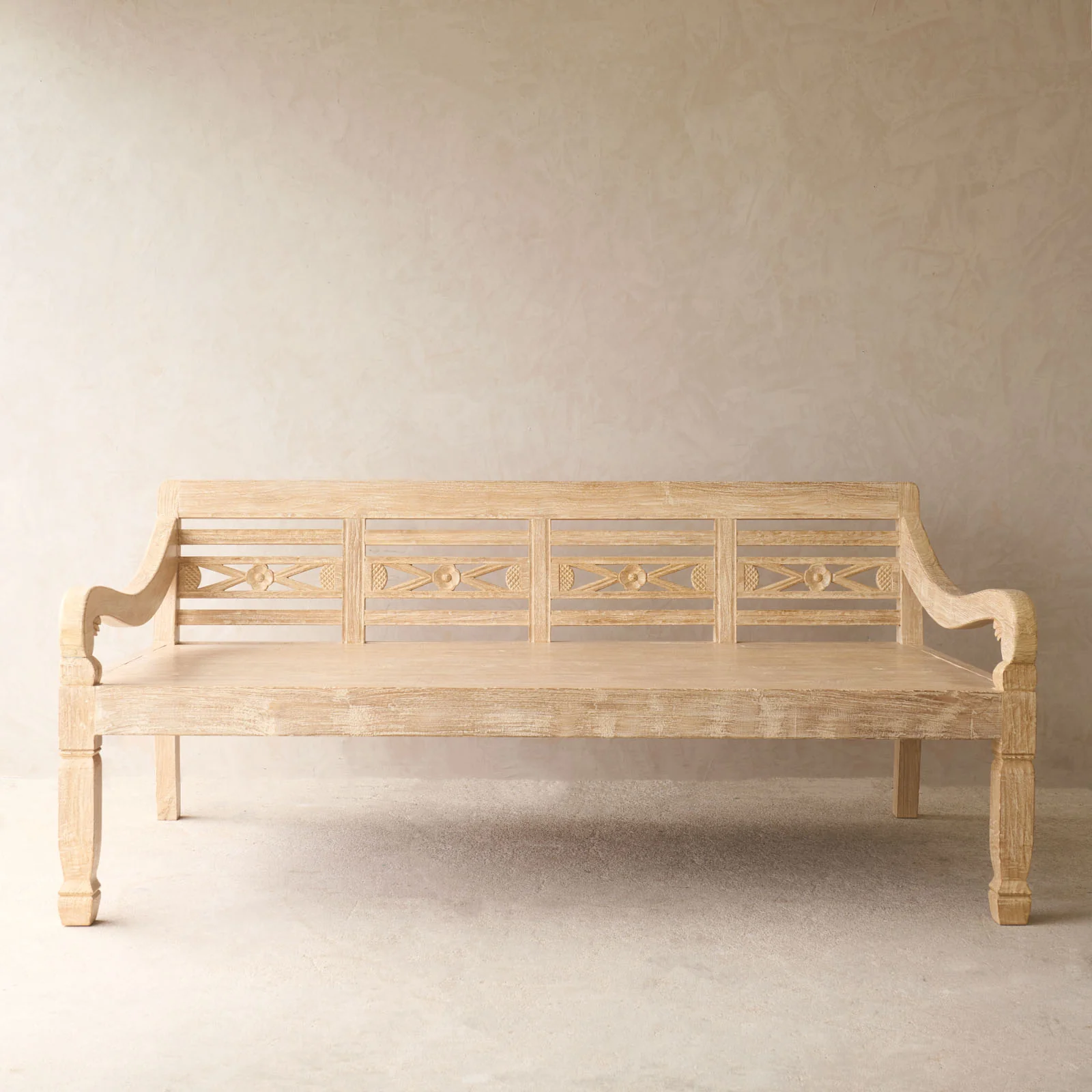 Java Carved Daybed | Teak - Whitewash A (Approx. 200cm) - Image 3