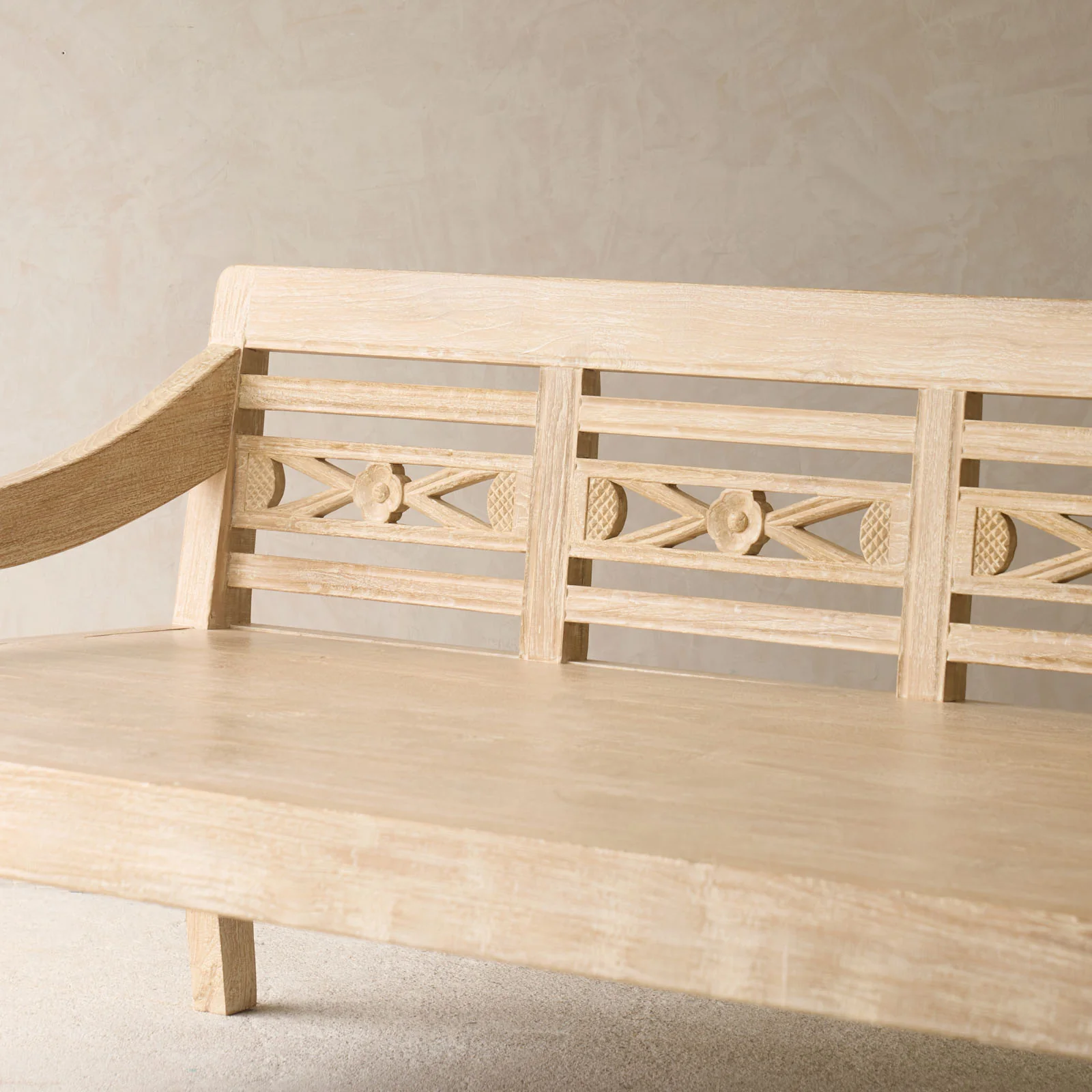 Java Carved Daybed | Teak - Whitewash A (Approx. 200cm) - Image 4