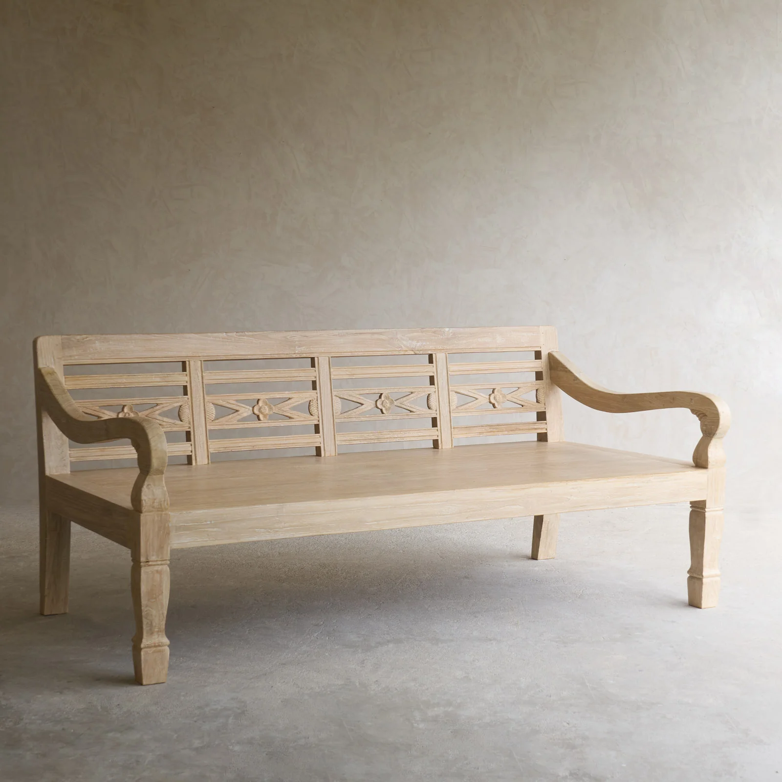 Java Carved Daybed | Teak - Whitewash A (Approx. 200cm) - Image 7
